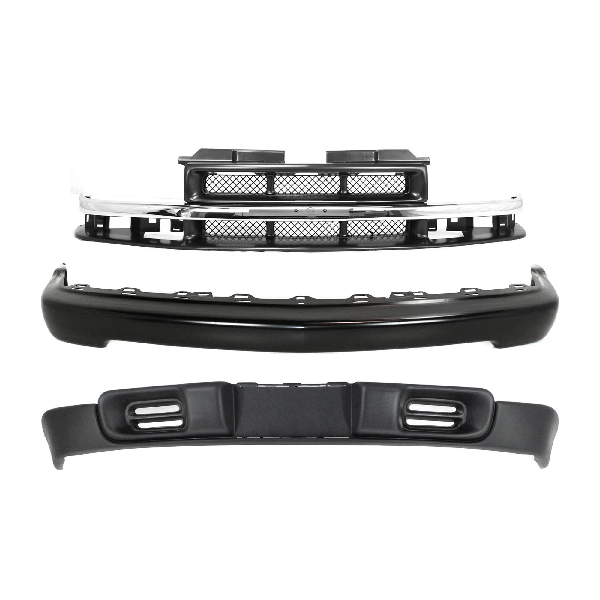 AM BLAZER 98-04 S10-98-03 FRONT BUMPER 3 pc kit with Grille and Valance SKU KIT 110916-59 Partslink GM1002367 GM1200419 GM1092162 OEM 15007660-15048519-88967924