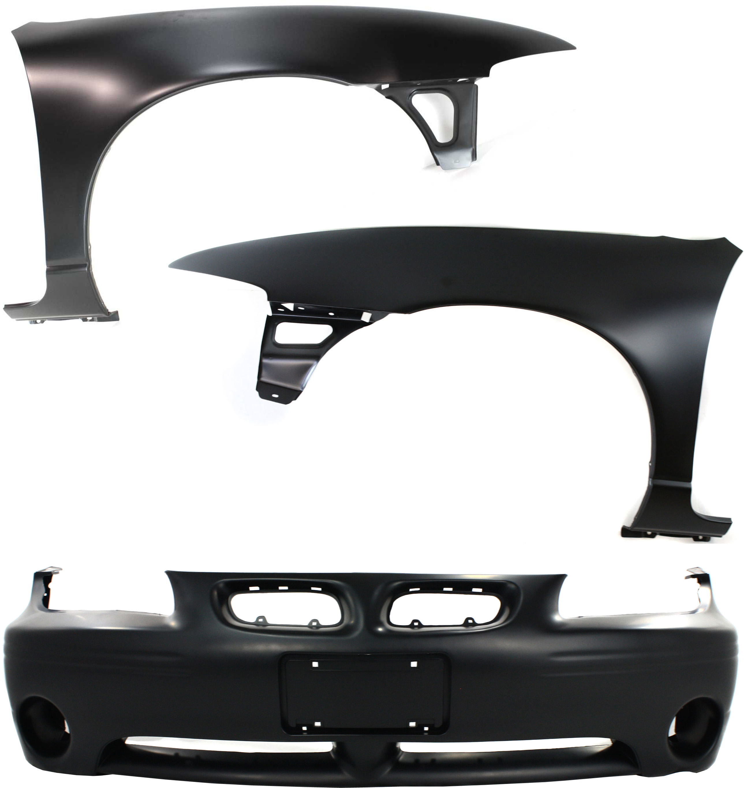 AM GRAND PRIX 97-03 FRONT BUMPER COVER 3 pc Kit with Fenders 2nd Design SKU KIT 110916-84 Partslink GM1000526 GM1240256 GM1241256 OEM 88893300-12528521-12528522