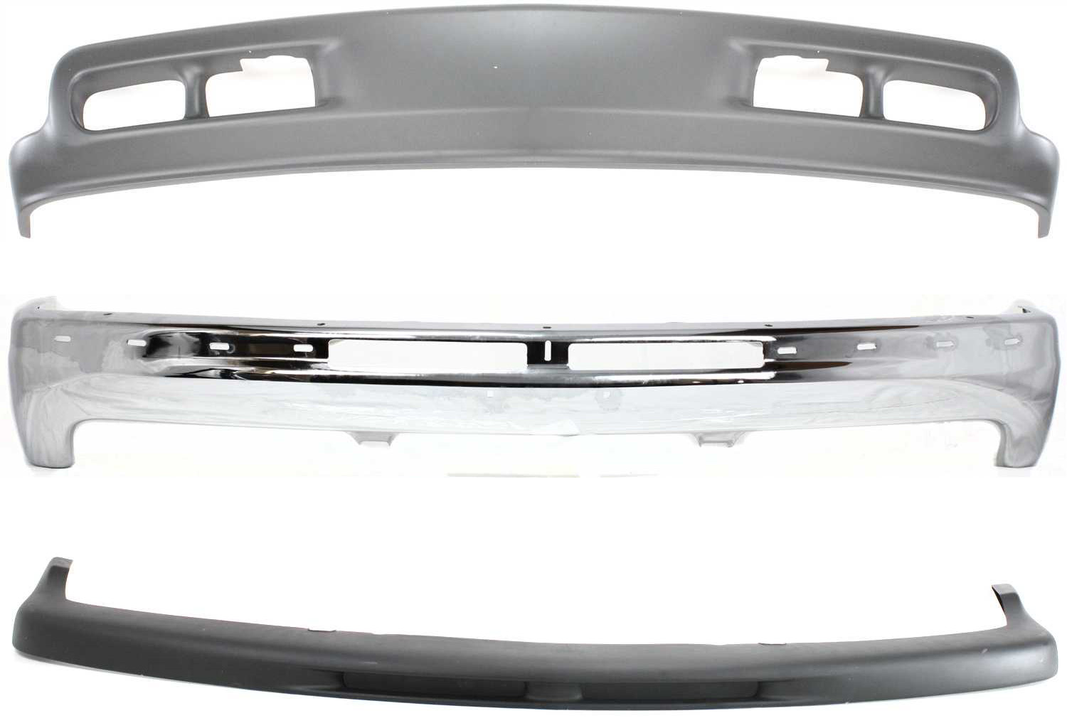 AM SUBURBAN 1500 TAHOE 00-04 FRONT BUMPER 3 pc kit Chrome with Bumper Trim and Valance SKU KIT 110916-86 Partslink GM1003127 GM1051103 GM1092167 OEM 12336026 PFM 15050703-15005294