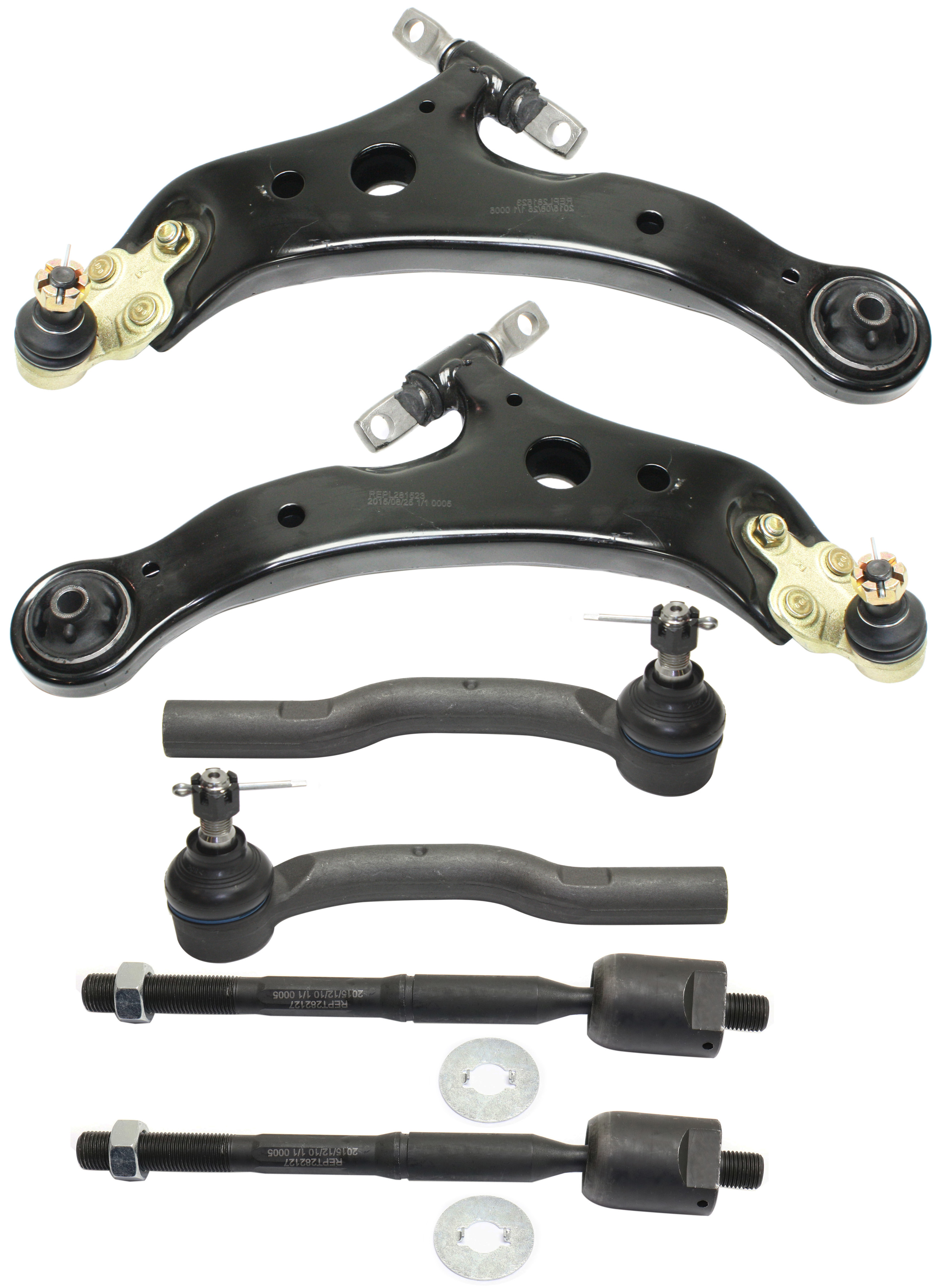 AM CAMRY ES330-04-06 FRONT CONTROL ARM RH AND LH Lower 6 pc Kit w Tie Rod End SKU KIT 110917-36 OEM 4550309230-4547009040-1015317