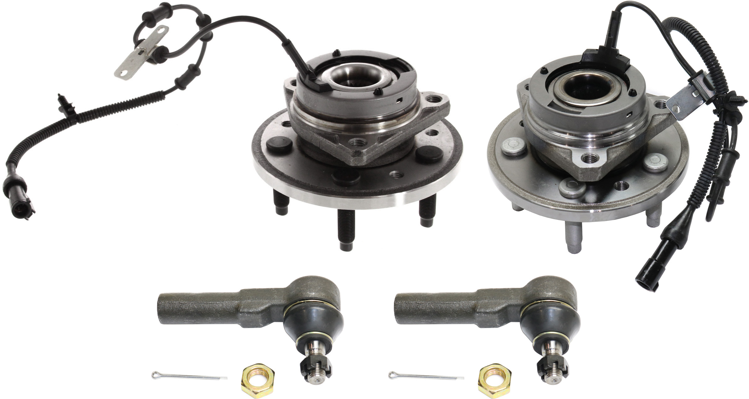 AM FREESTAR MONTEREY 04-07 FRONT HUB ASSEMBLY RH AND LH 4 pc Kit 4 Wheel ABS with Tie Rod Ends SKU KIT 110919-01 OEM 3F2Z1104AA 3F2Z1104AB 3F2Z3A13