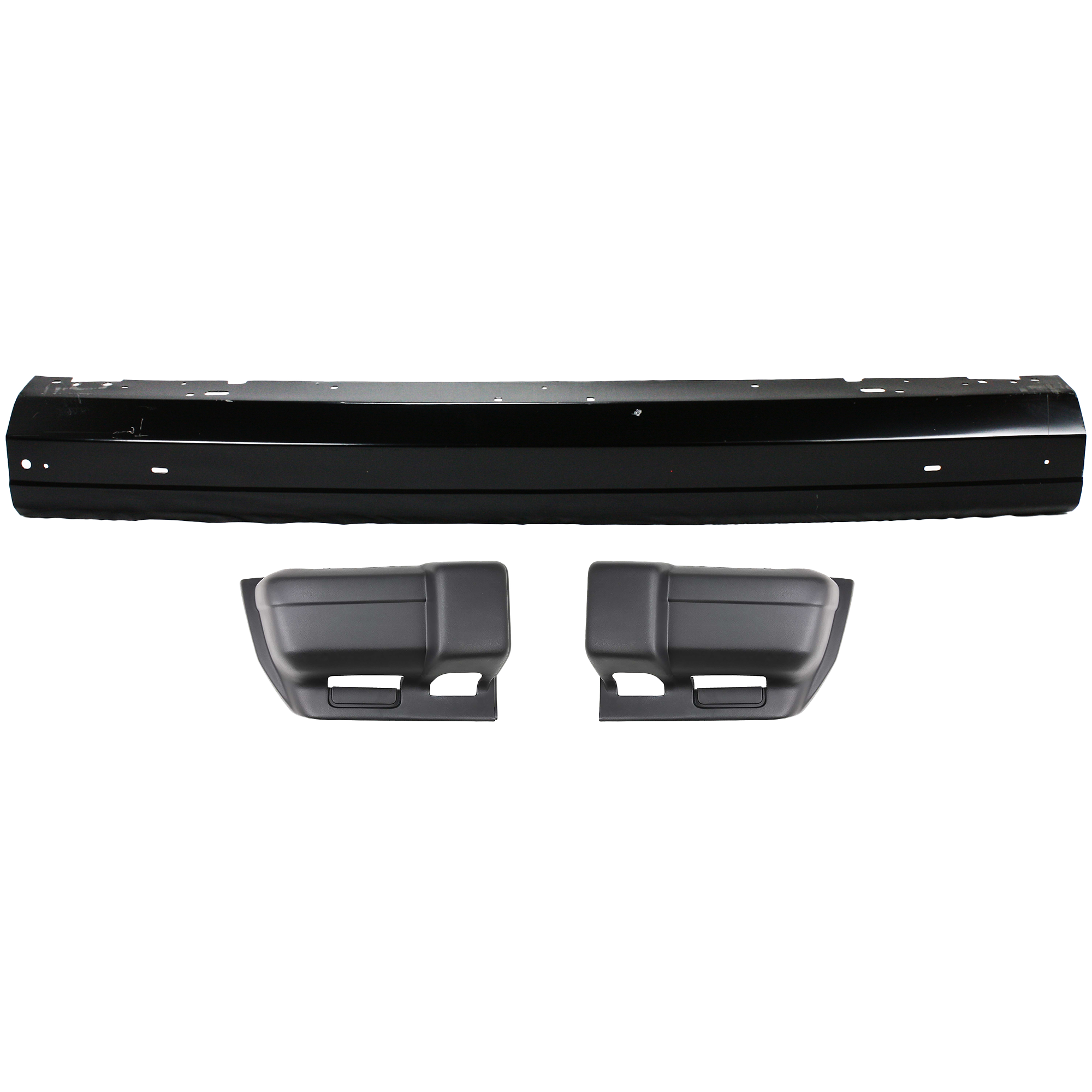 AM CHEROKEE 97-01 FRONT BUMPER 3 pc kit with Bumper Ends SKU KIT 111016-11 Partslink CH1002257 CH1004126 CH1005126 OEM 5019155AA 5DY41DX9AC 5DY40DX9