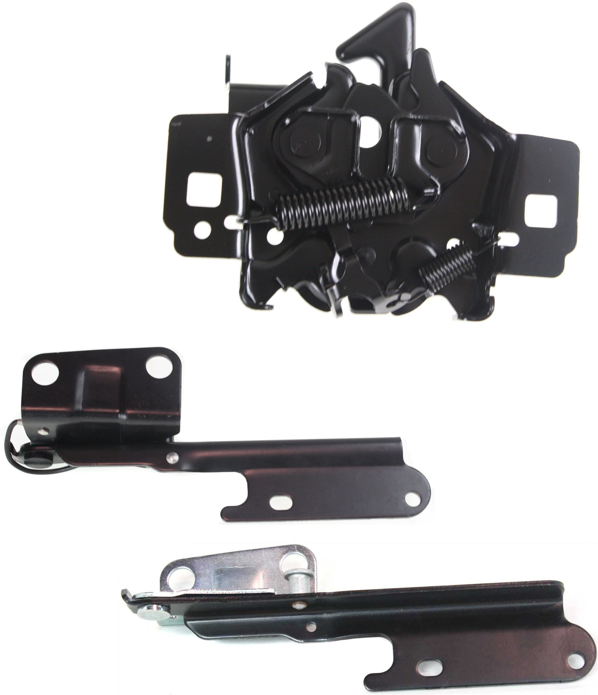 AM MUSTANG 05-09 HOOD LATCH 3 pc kit with Hood Hinges SKU KIT 111016-22 Partslink FO1234135 FO1236128 FO1236127 OEM 6W6Z16700A 4R3Z16797AA 5R3Z167