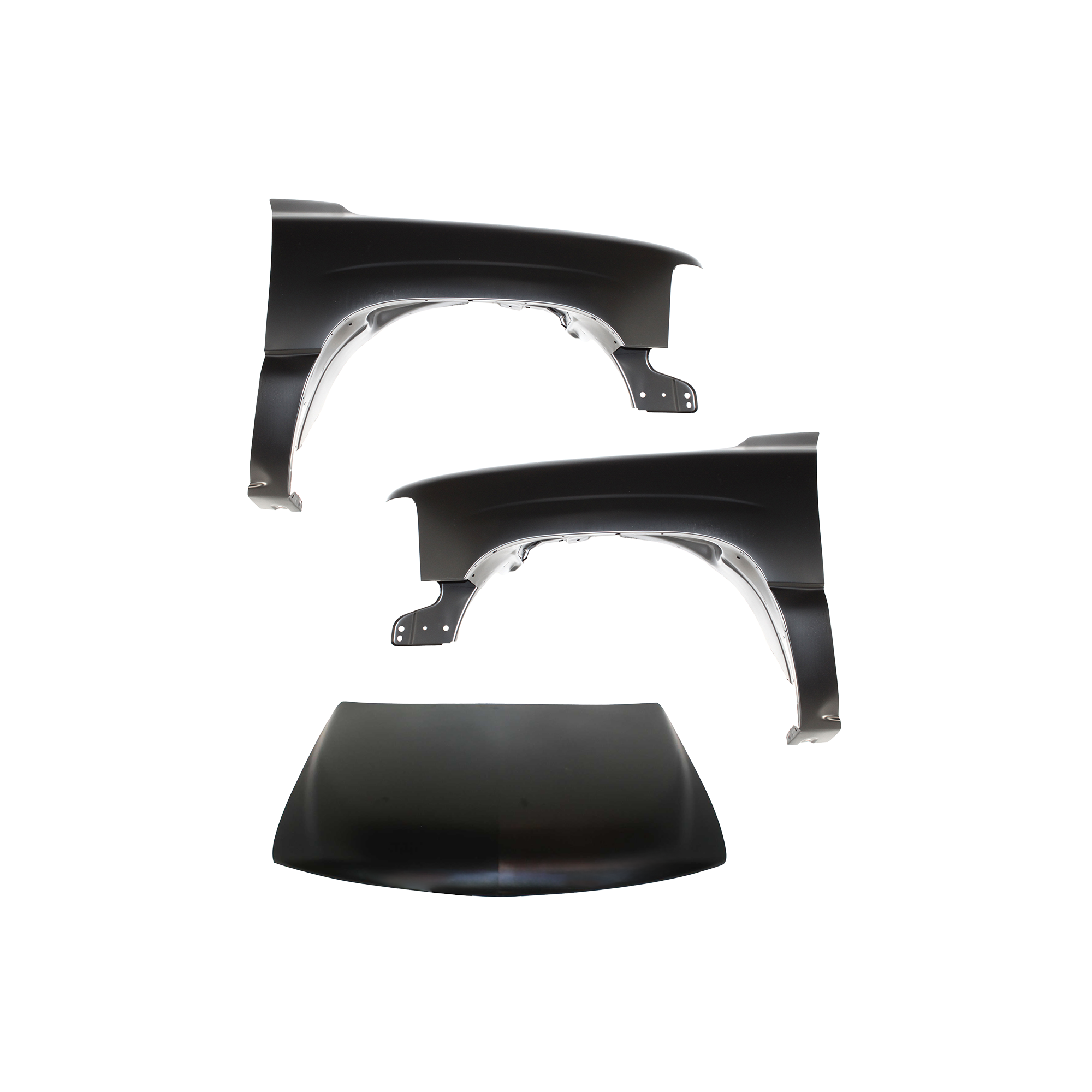 AM SILVERADO 1500-2500-99-02 SUBURBAN 1500-2500-00-06 HOOD 3 pc Kit with Fenders SKU KIT 111016-61 Partslink GM1230234 GM1240267 GM1241267 OEM 12477524-19168844-12476220