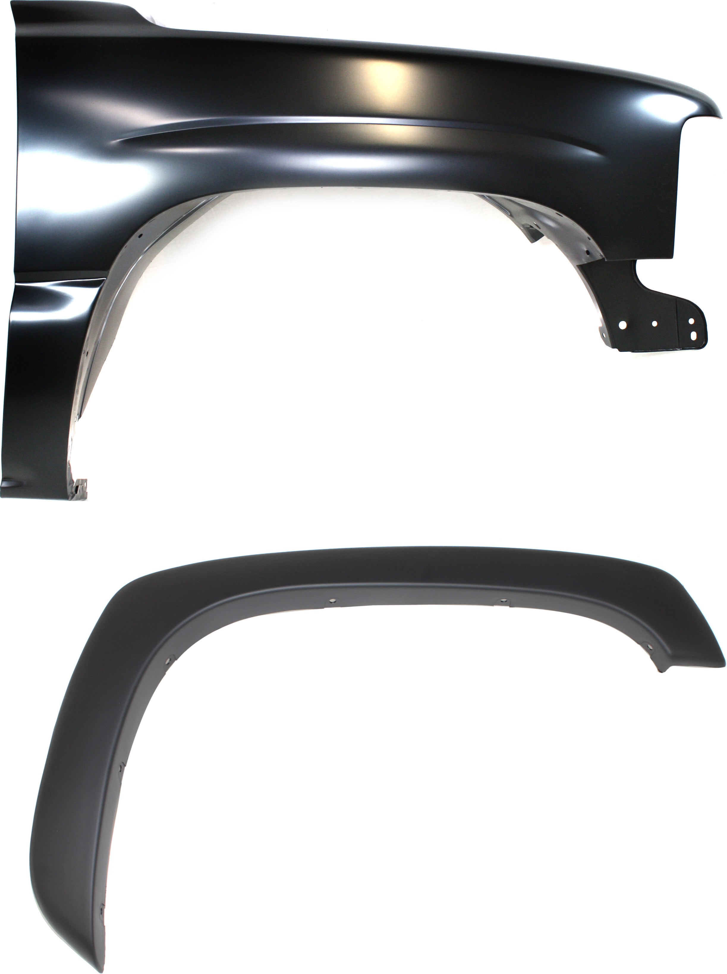 AM SILVERADO PICKUP 99-02 FRONT FENDER RH 2 pc Kit Primed w Fender Trim SKU KIT 111016-65 Partslink GM1241267 GM1269101 OEM 12476220-88979838