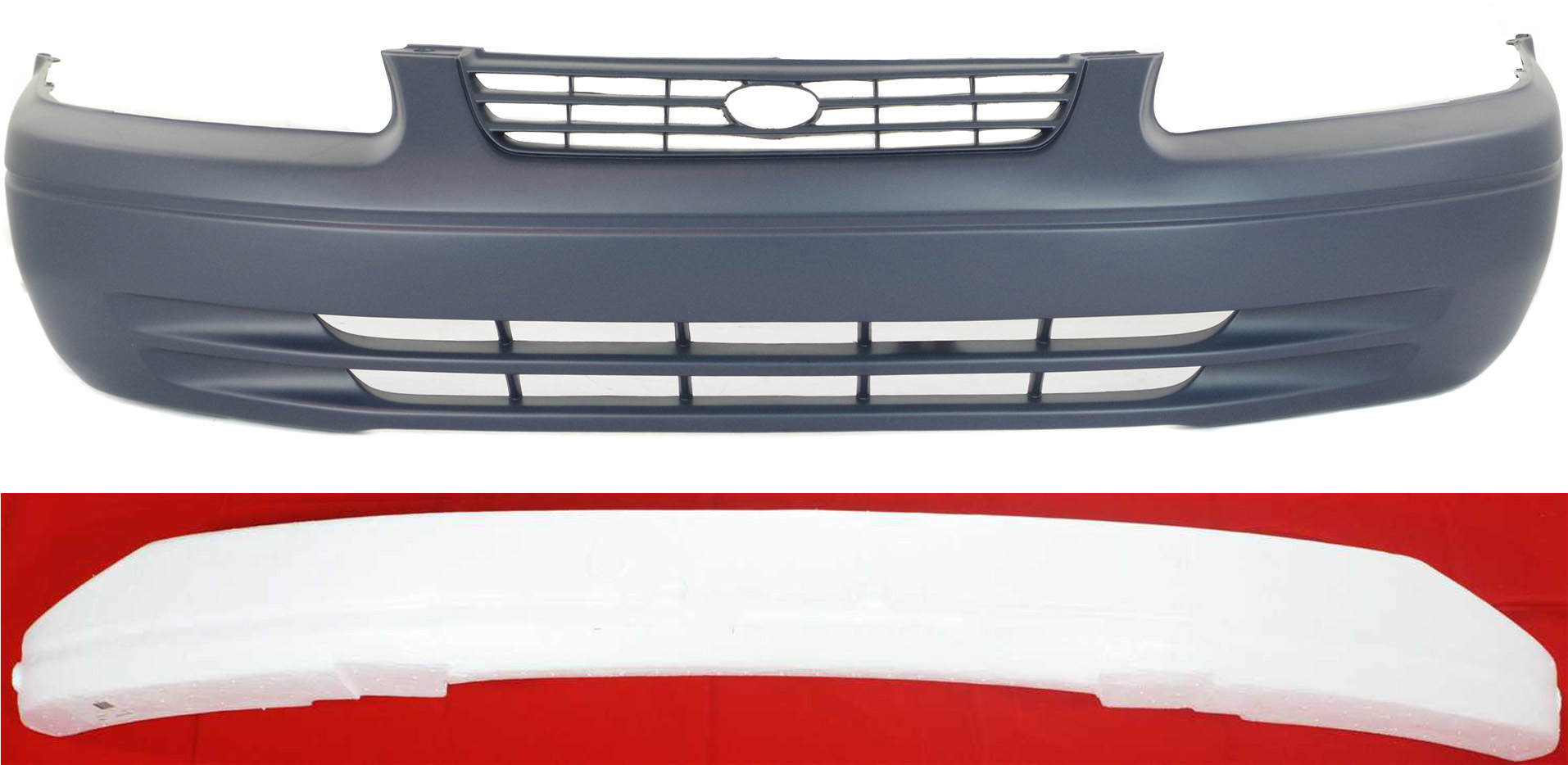 AM CAMRY 97-99 FRONT BUMPER COVER 2 pc Kit with Bumper Absorber SKU KIT 111016-69 Partslink TO1000187 TO1070117 OEM 52119AA901-52611AA020
