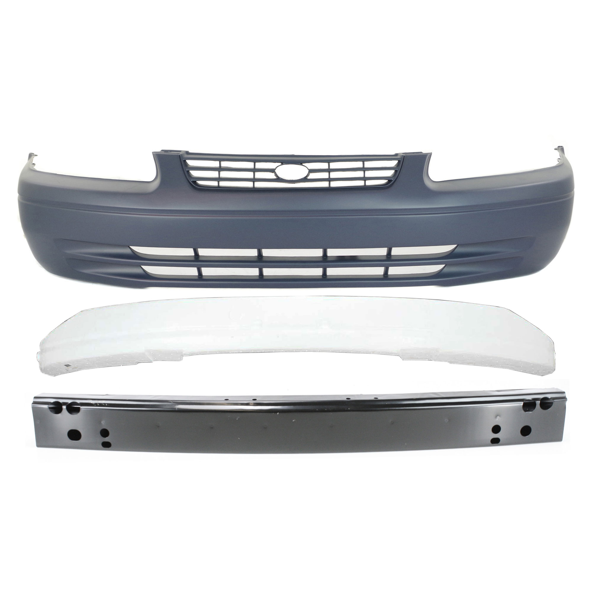 AM CAMRY 97-98 FRONT BUMPER COVER 3 pc kit with Bumper Reinforcement and Bumper Absorber SKU KIT 111016-70 Partslink TO1000187 TO1070117 TO1006157 OEM 52119AA901-52611AA020-52131AA0