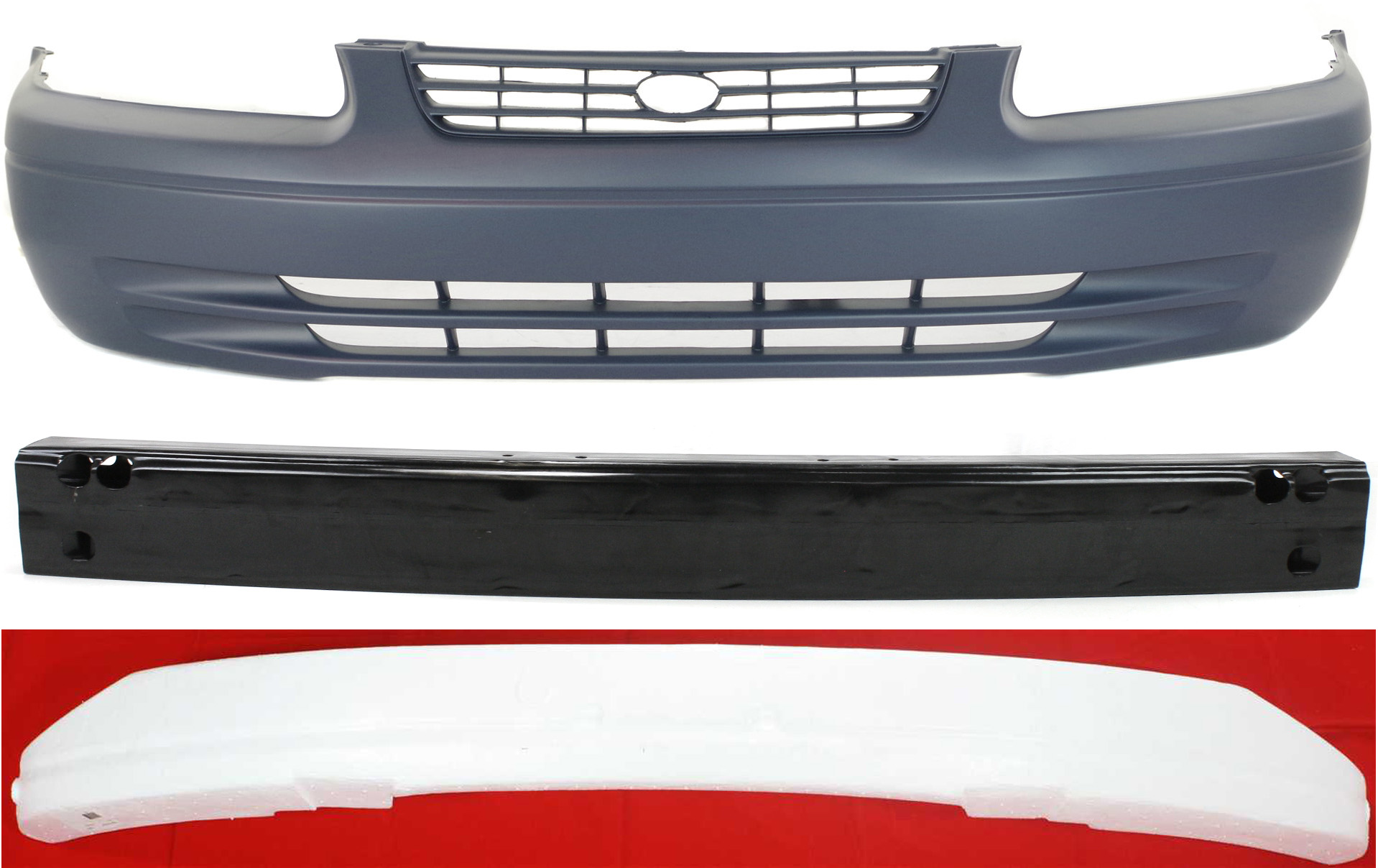 AM CAMRY 99-99 FRONT BUMPER COVER 3 pc Kit with Bumper Absorber and Bumper Reinforcement SKU KIT 111016-71 Partslink TO1000187 TO1070117 TO1006165 OEM 52119AA901-52611AA020-52131AA0