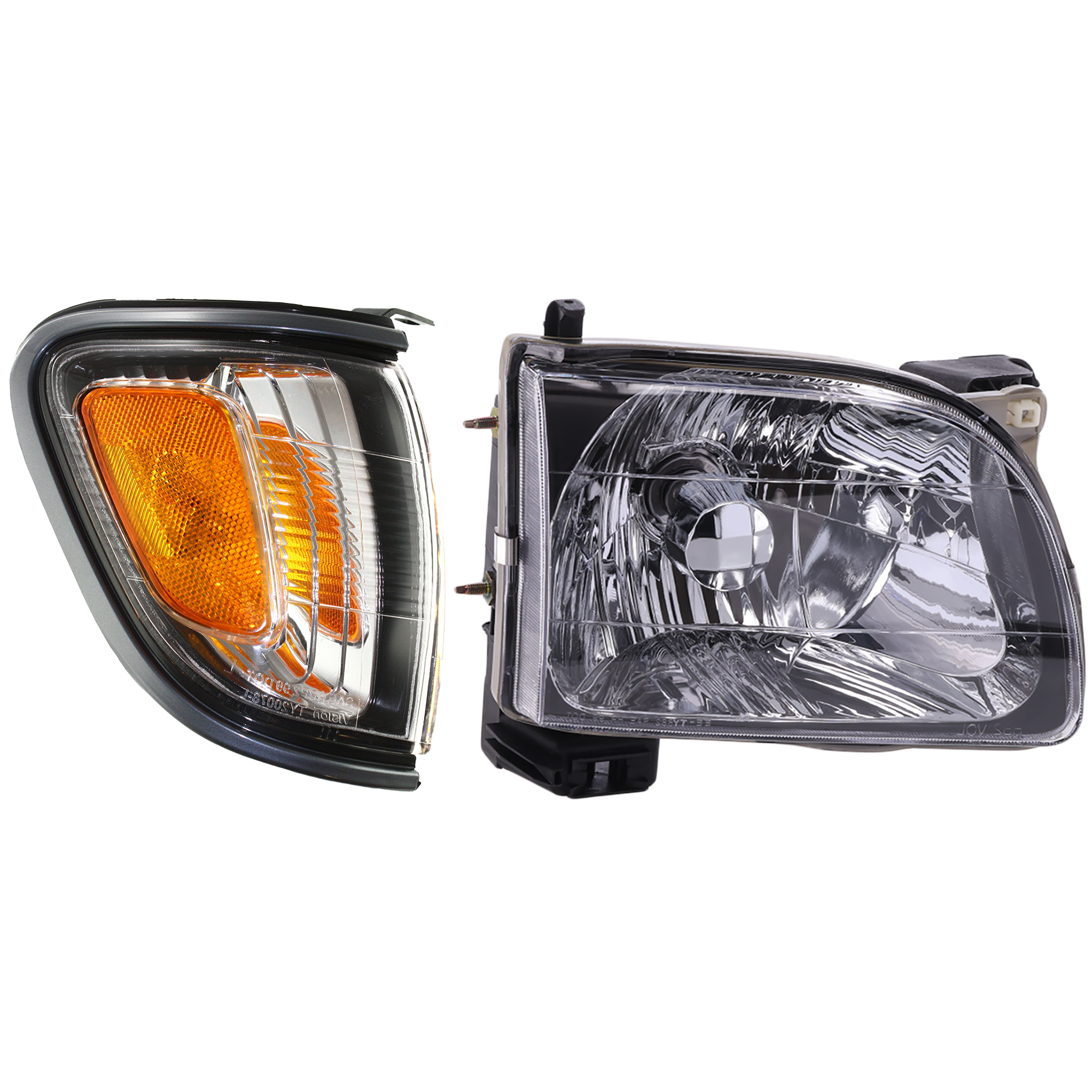 AM TACOMA 01-04 HEAD LAMP RH Assembly Halogen 2 pc Kit with Corner Light SKU KIT 111016-76 Partslink TO2503136 TO2521160 OEM 8111004110-8161004070