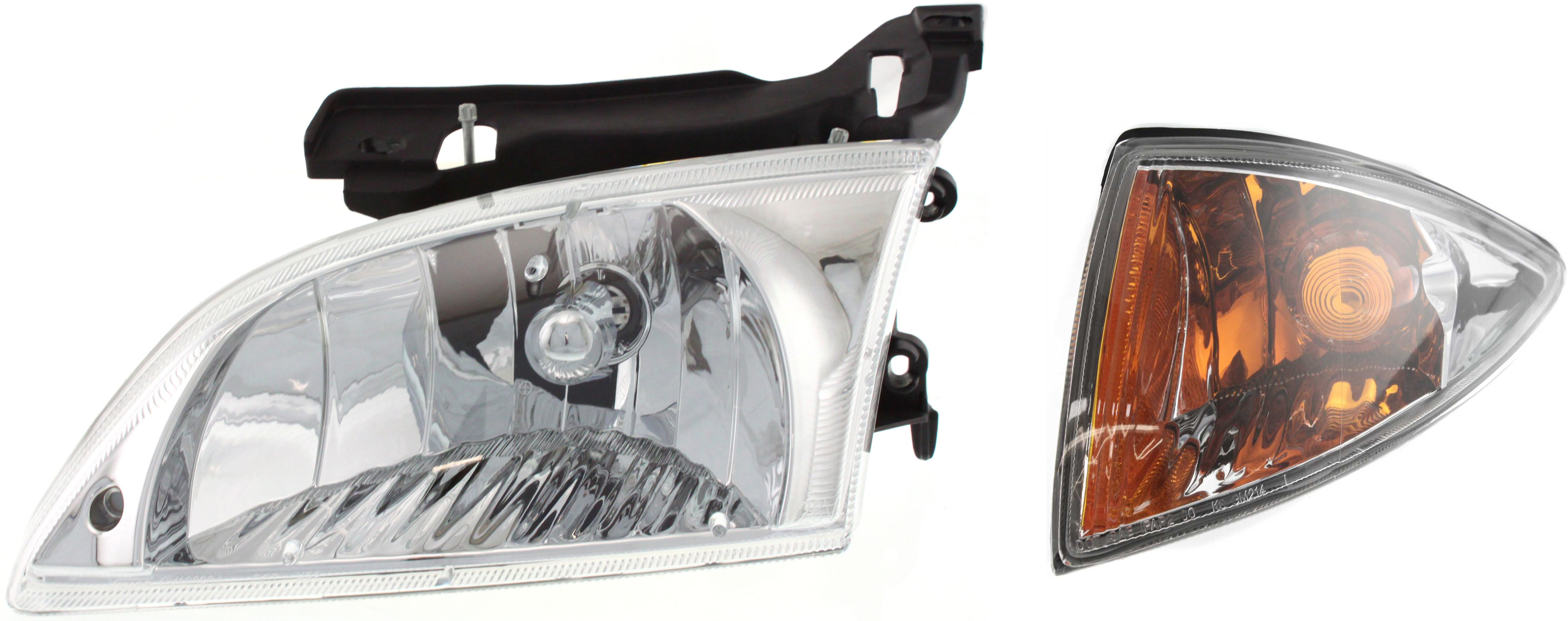 AM CAVALIER 00-02 HEAD LAMP LH Assembly Halogen 2 pc Kit with Corner Light SKU KIT 111016-82 Partslink GM2502202 GM2520179 OEM 22666740-22667009