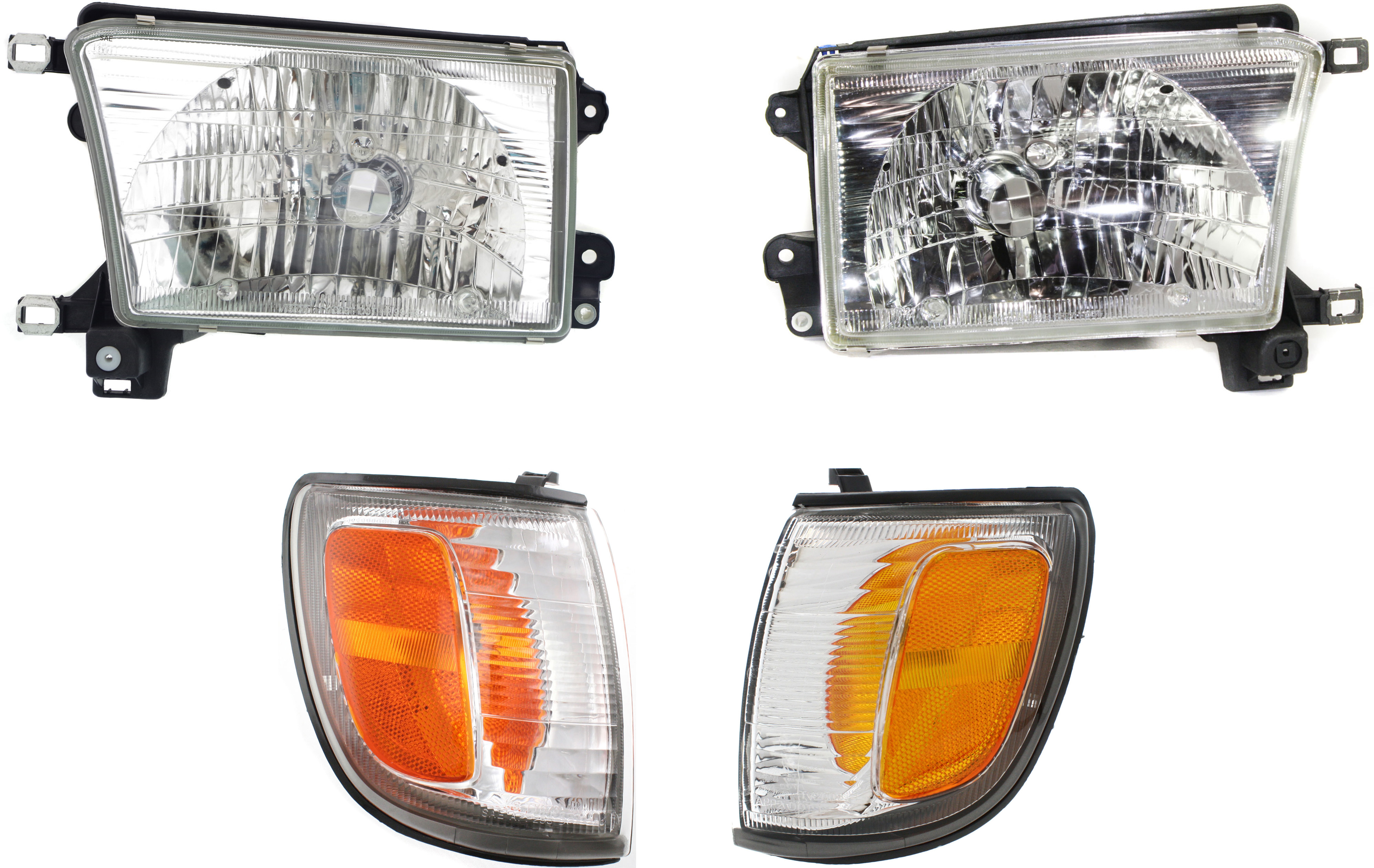 AM 4RUNNER 99-02 HEAD LAMP RH AND LH Assembly Halogen 4 pc Kit with Corner Lights SKU KIT 111016-84 Partslink TO2502128 TO2503128 TO2521157 TO2520157 OEM 8115035300-8111035320-81610353