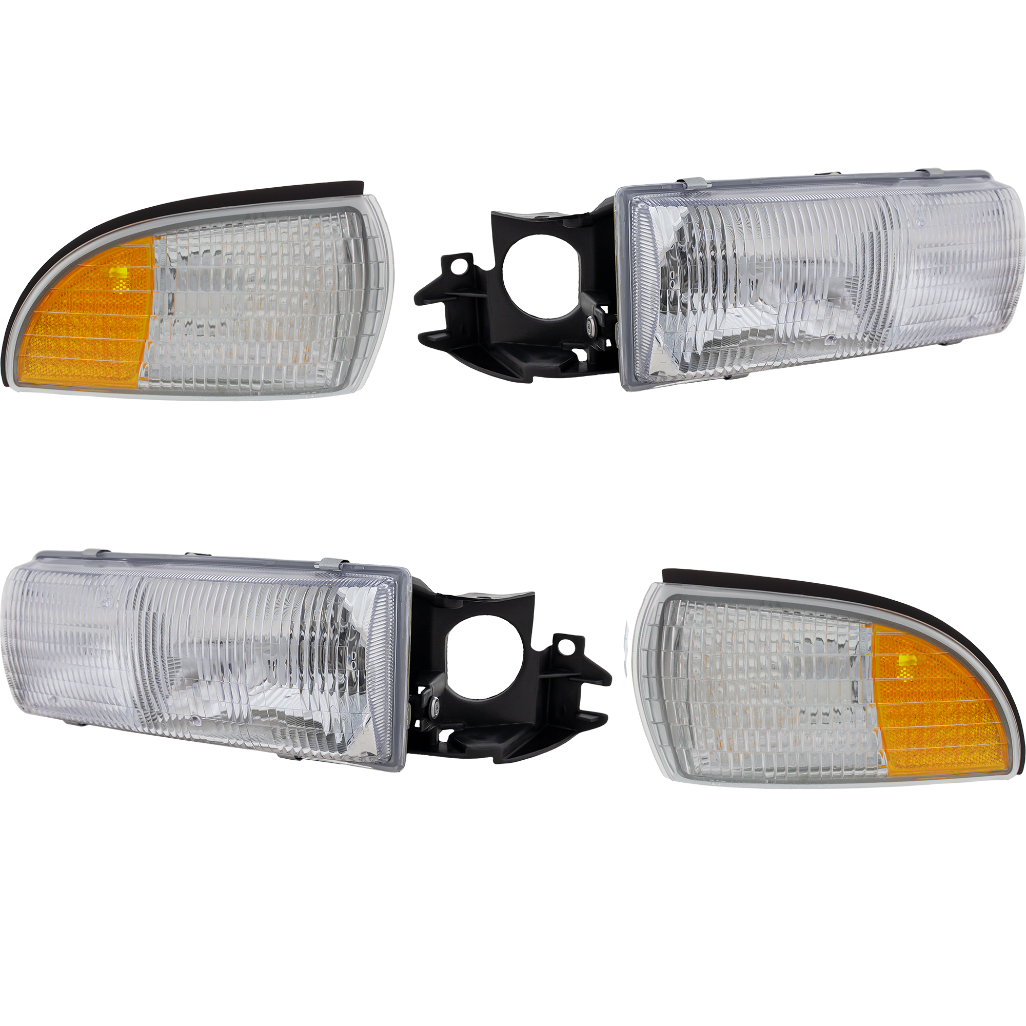 AM CAPRICE ROADMASTER 91-96 HEAD LAMP RH AND LH Assembly Halogen 4 pc Kit with Side Markers SKU KIT 111116-05 Partslink GM2503123 GM2502124 GM2550146 GM2551146 OEM 16519236-16519235-5976557-5976