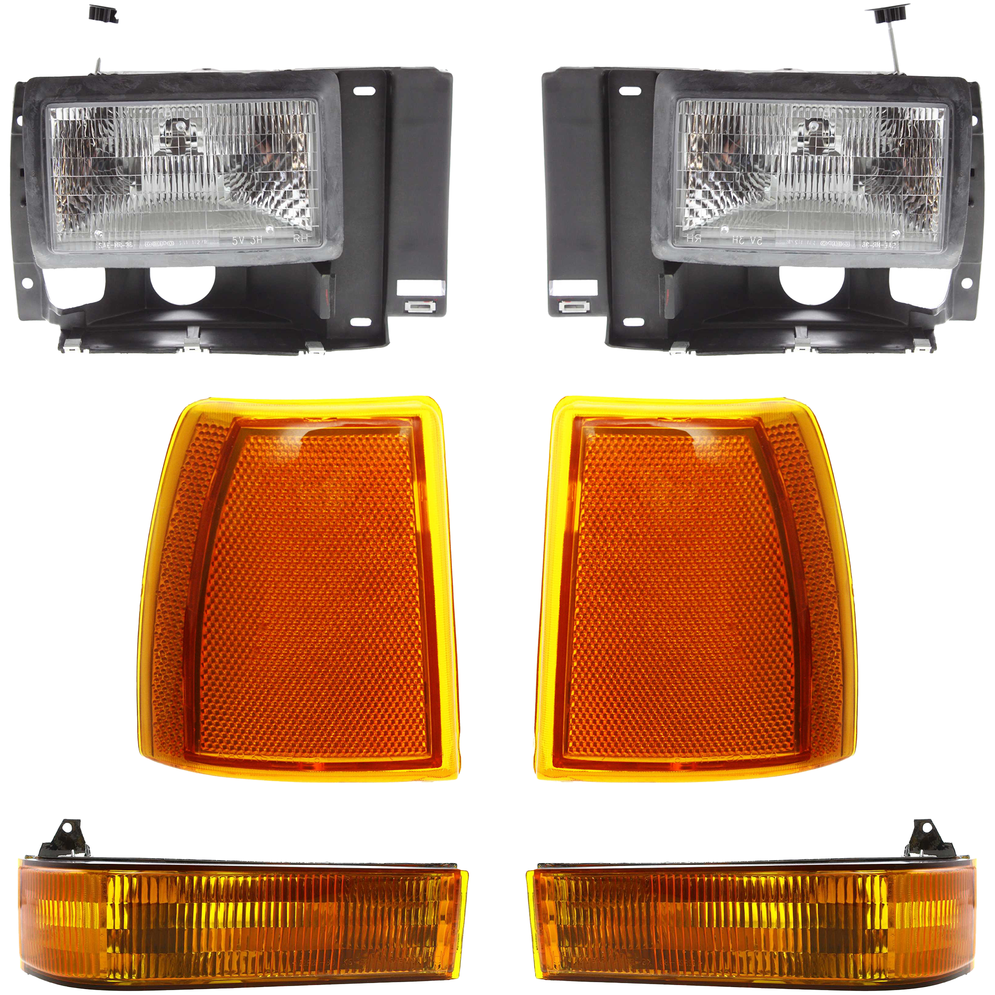 AM RANGER 89-92 EXPLORER 91-94 HEAD LAMP RH AND LH Assembly Halogen 6 pc Kit with Corner Lights and Turn Signal Lights SKU KIT 111116-15 Partslink FO2502107 FO2503107 FO2550107 FO2551105 FO2520109 FO2521107 OEM F1TZ13008C F1TZ13008D E9TZ15A2