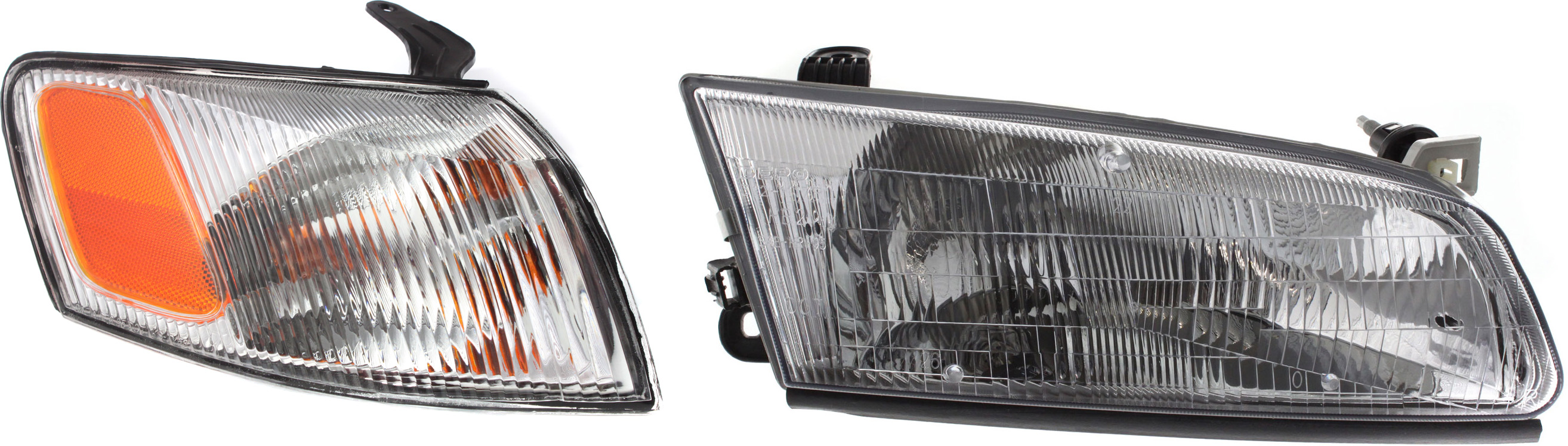 AM CAMRY 97-99 FRONT BUMPER COVER 3 pc Kit with Corner Light and Headlight SKU KIT 111116-28 Partslink TO1000187 TO2531126 TO2503117 OEM 52119AA901-81510AA010-81110AA0