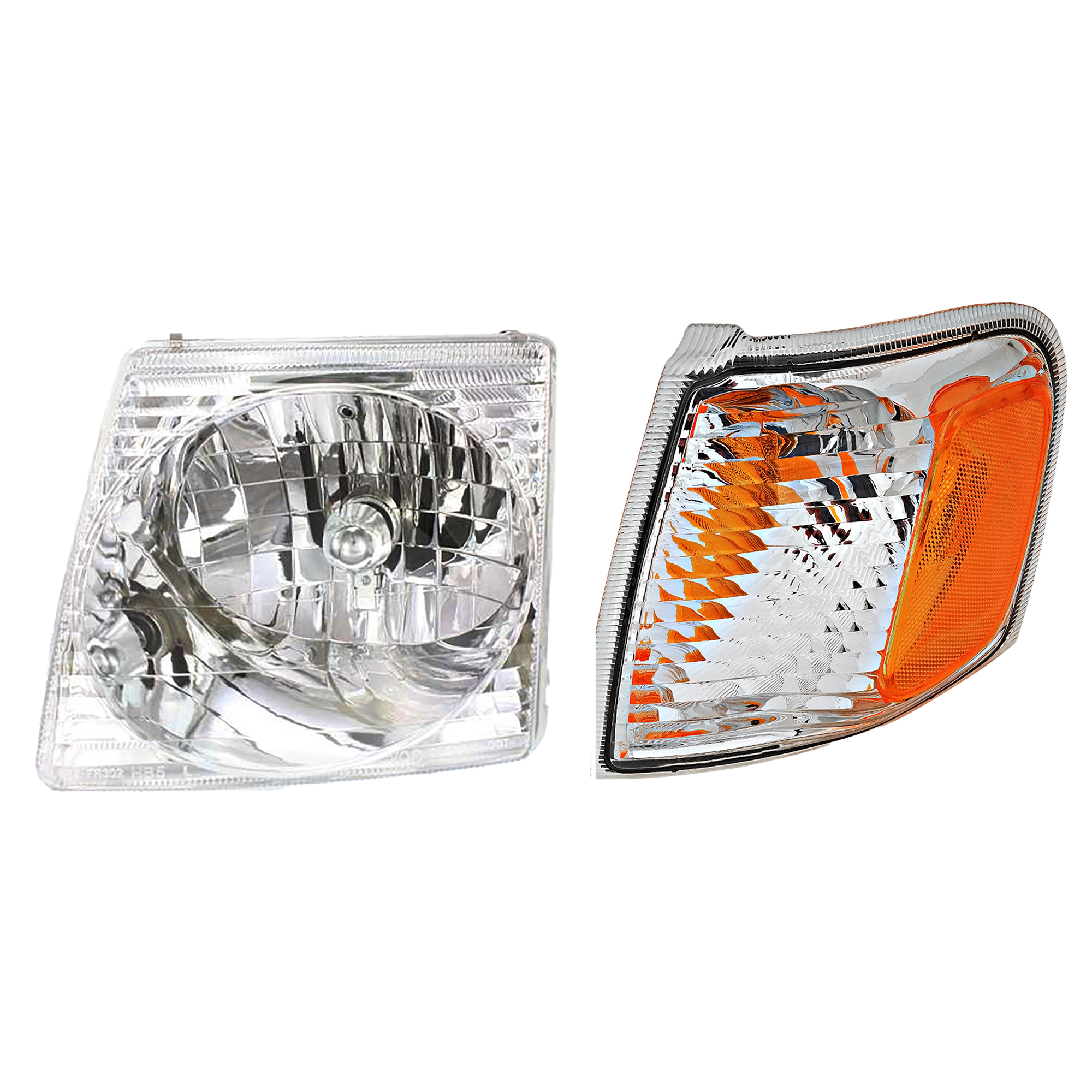 AM EXPLORER SPORT 01-03 EXPLORER SPORT TRAC 01-05 HEAD LAMP LH Assembly Halogen 2 pc Kit with Corner Light SKU KIT 111116-29 Partslink FO2502170 FO2520164 OEM 1L5Z13008BA 1L5Z13201AA