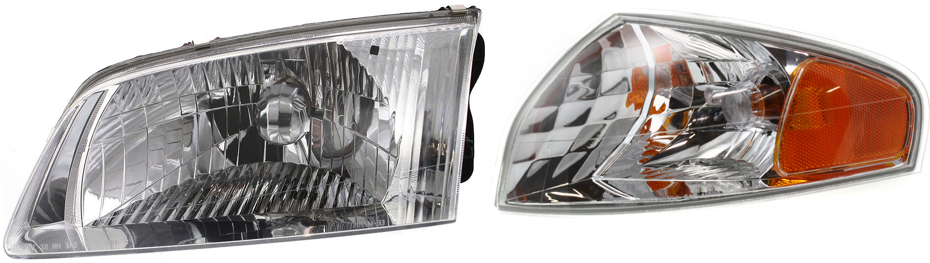 AM MAZDA 626-00-02 HEAD LAMP LH Halogen Assembly 2 pc Kit ES LX Models with Corner Light SKU KIT 111116-31 Partslink MA2502143 MA2530112 OEM GG2A51040B GG2A51070B