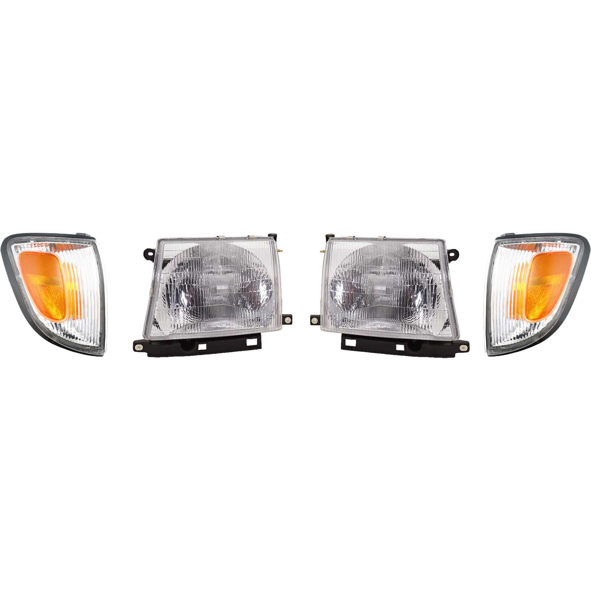 AM TACOMA 97-00 HEAD LAMP RH AND LH Assembly Halogen 4 pc Kit with Corner Lights SKU KIT 111116-33 Partslink TO2503120 TO2502120 TO2520155 TO2521155 OEM 8111004090-8115004090-81620040