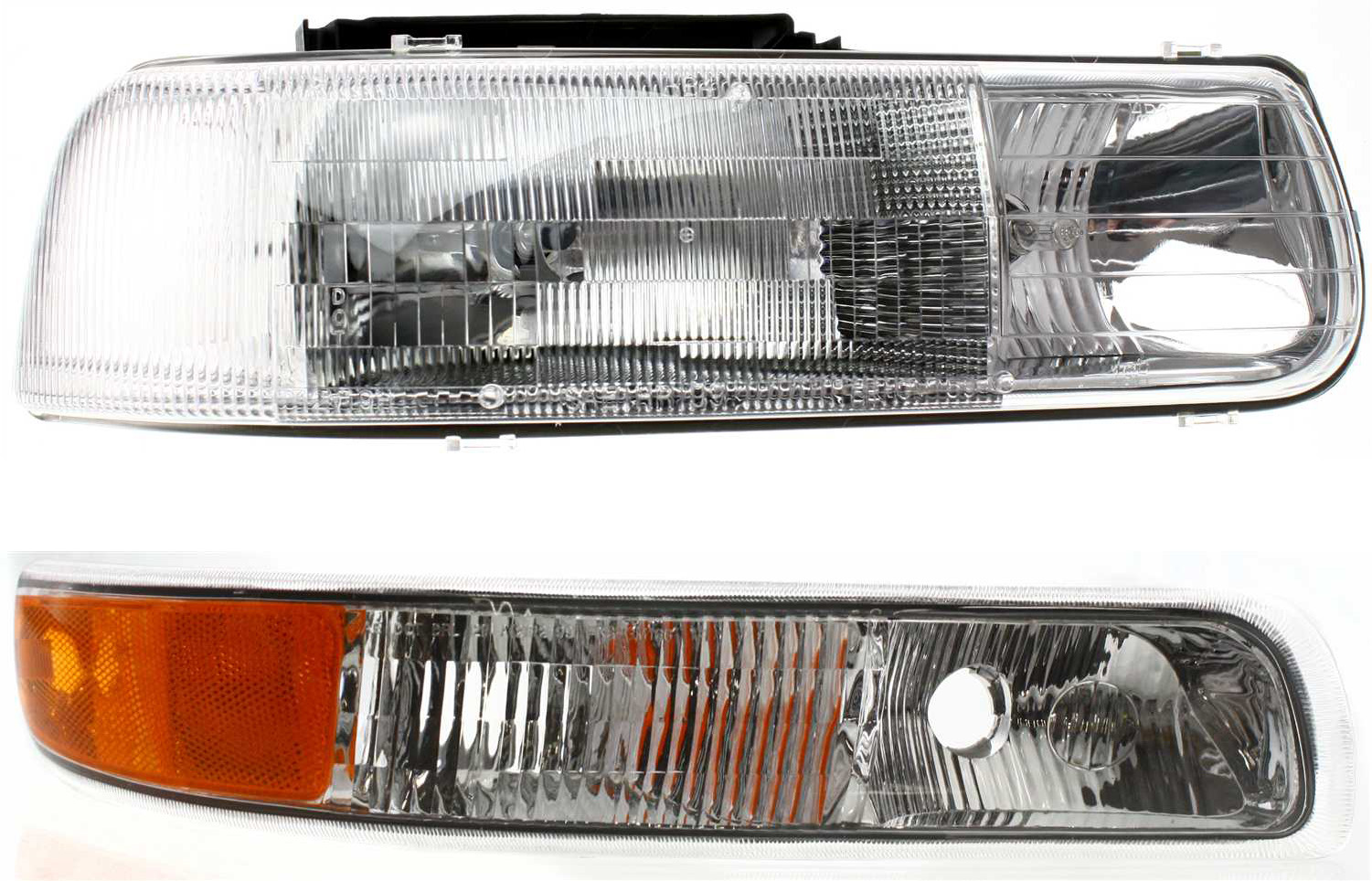 AM SILVERADO 1500-2500-99-02 TAHOE 00-06 HEAD LAMP RH Assembly Halogen 2 pc Kit with Parking Light SKU KIT 111116-50 Partslink GM2503187 GM2521173 OEM 16526134-15199559