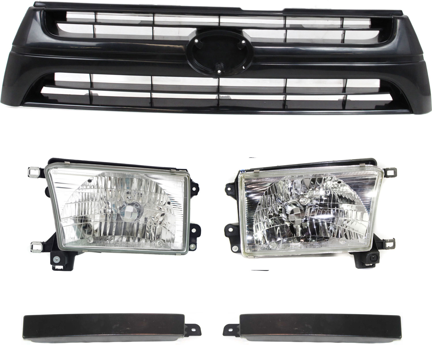 AM 4RUNNER 01-02 GRILLE 5 pc Kit with Headlights SKU KIT 111116-55 Partslink TO1088103 TO1089103 TO1200240 TO2503128 TO2502128 OEM 5251235030-5251335030-53111353