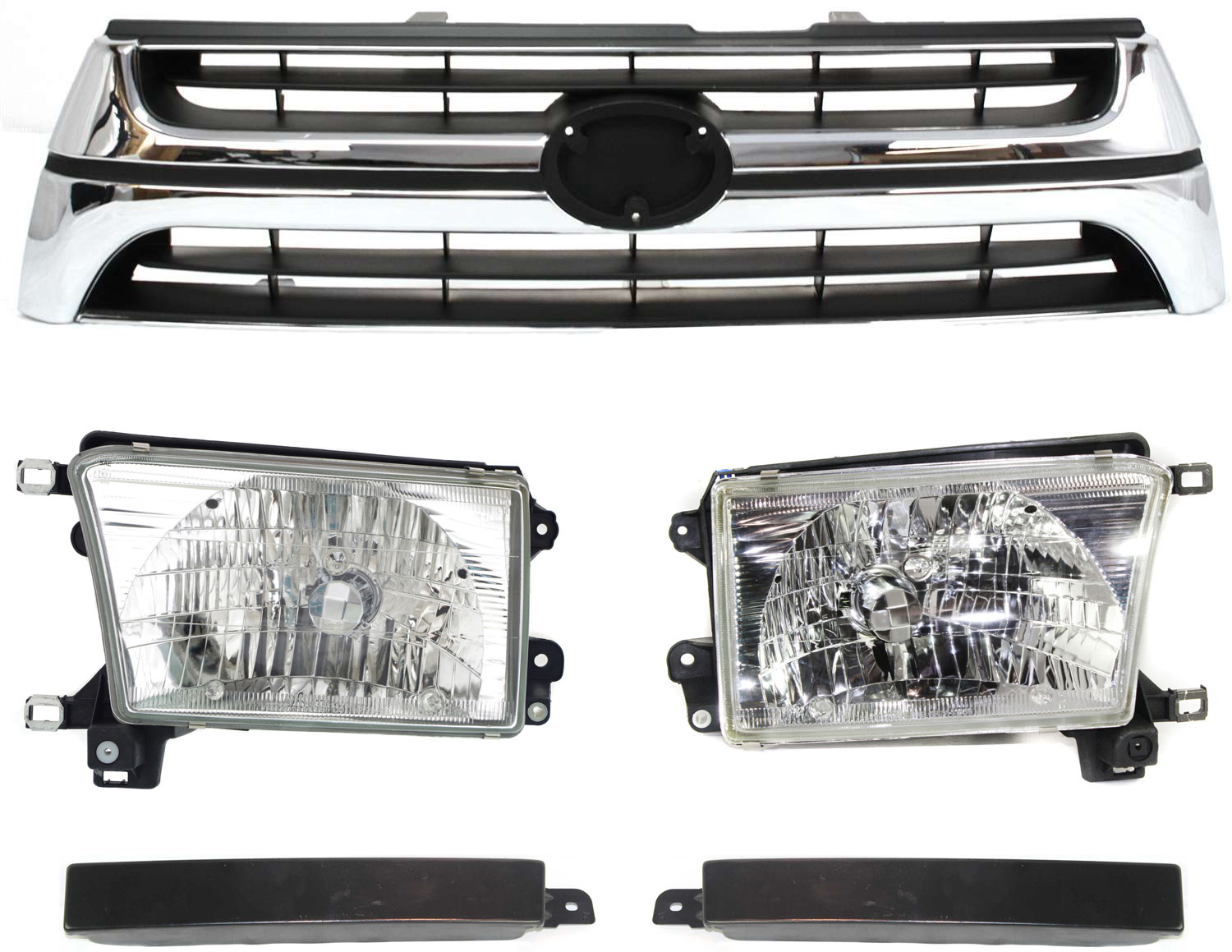 AM 4RUNNER 01-02 GRILLE 5 pc Kit with Headlights SKU KIT 111116-56 Partslink TO1088103 TO1089103 TO1200241 TO2503128 TO2502128 OEM 5251235030-5251335030-53111354