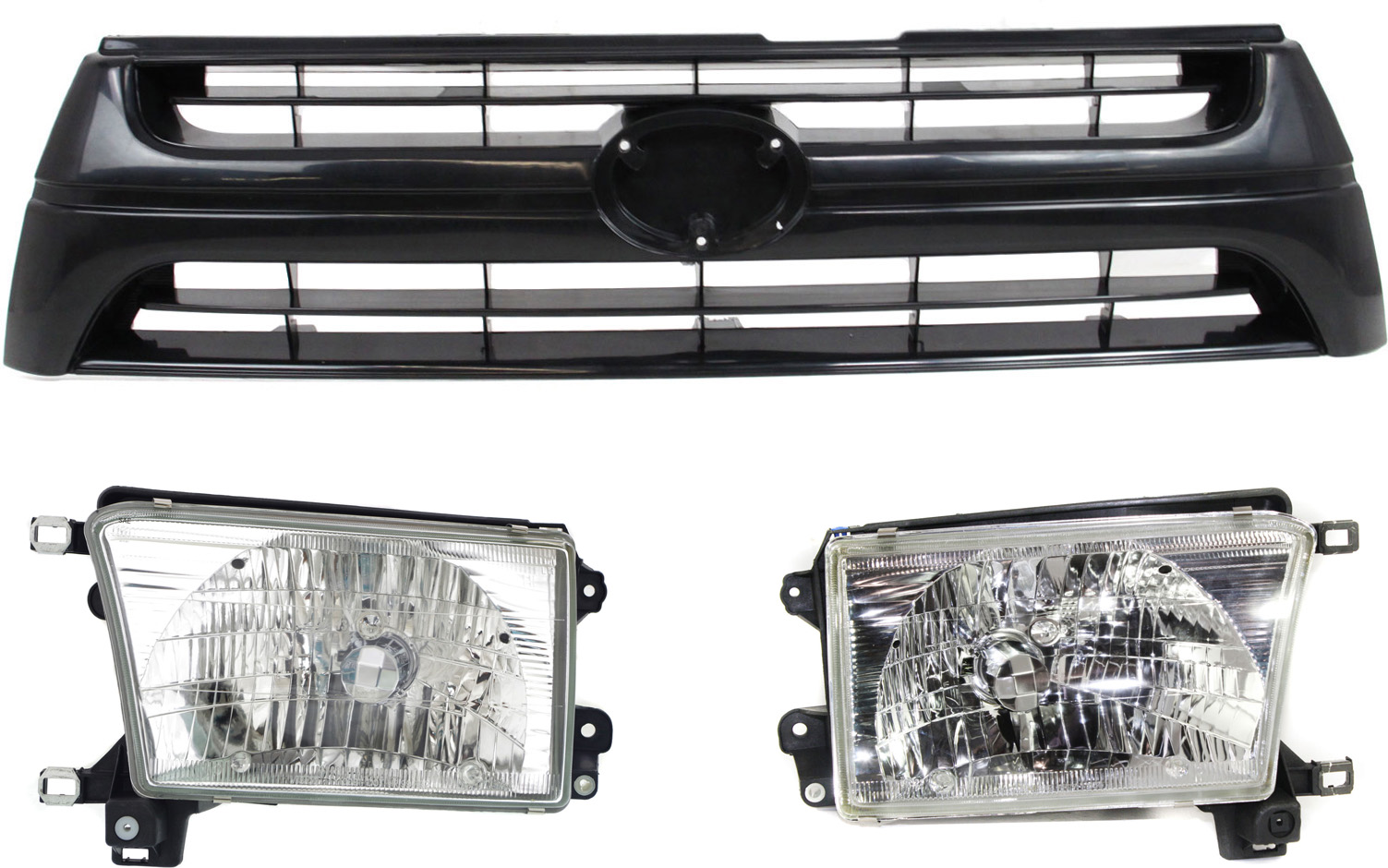 AM 4RUNNER 01-02 GRILLE 3 pc Kit with Headlights SKU KIT 111116-57 Partslink TO1200240 TO2503128 TO2502128 OEM 5311135390C0-8111035320-811503
