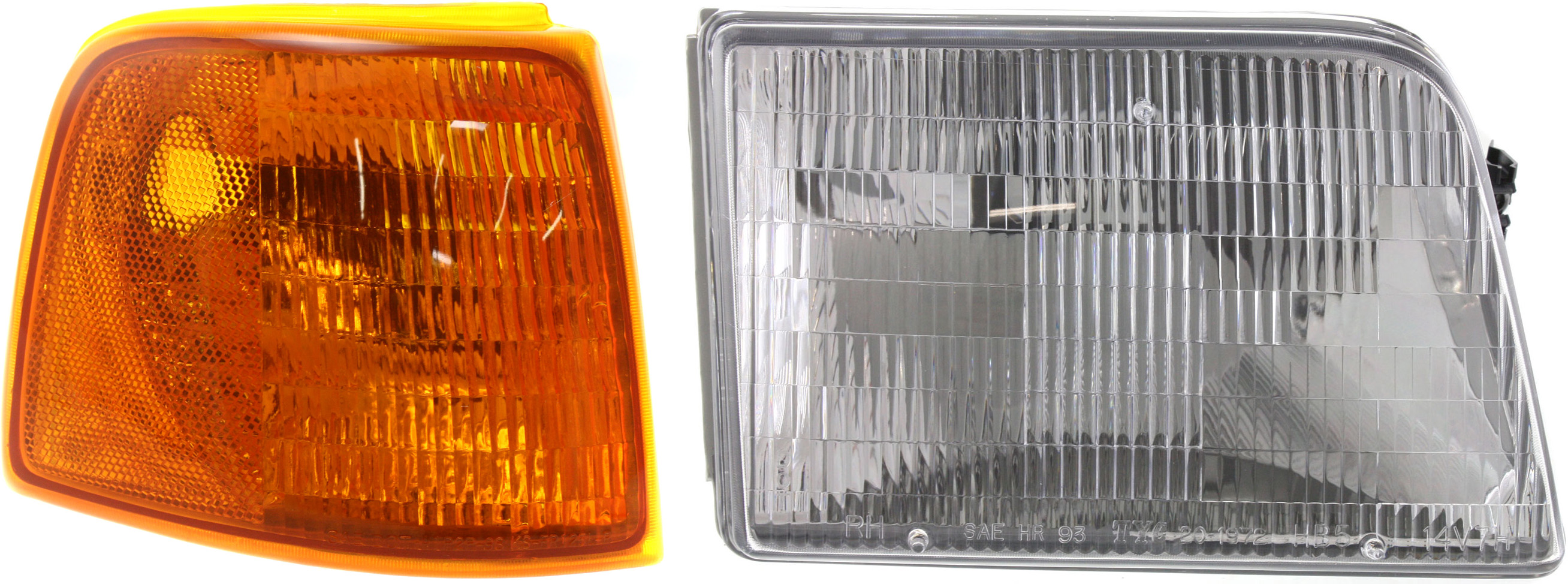 AM RANGER 93-97 HEAD LAMP RH Assembly Halogen 2 pc Kit with Corner Light SKU KIT 111116-66 Partslink FO2503115 FO2521116 OEM F37Z13008A F37Z13200B