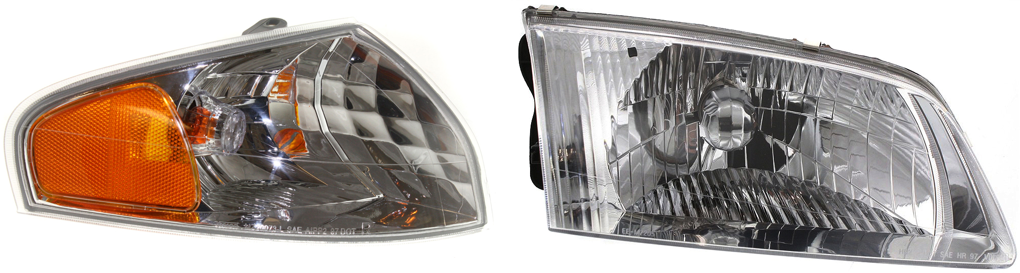 AM MAZDA 626-00-02 HEAD LAMP RH with Bulb 2 pc Kit with Corner Light SKU KIT 111116-75 Partslink MA2503143 MA2531112 OEM GG2A51030B GG2A51060B