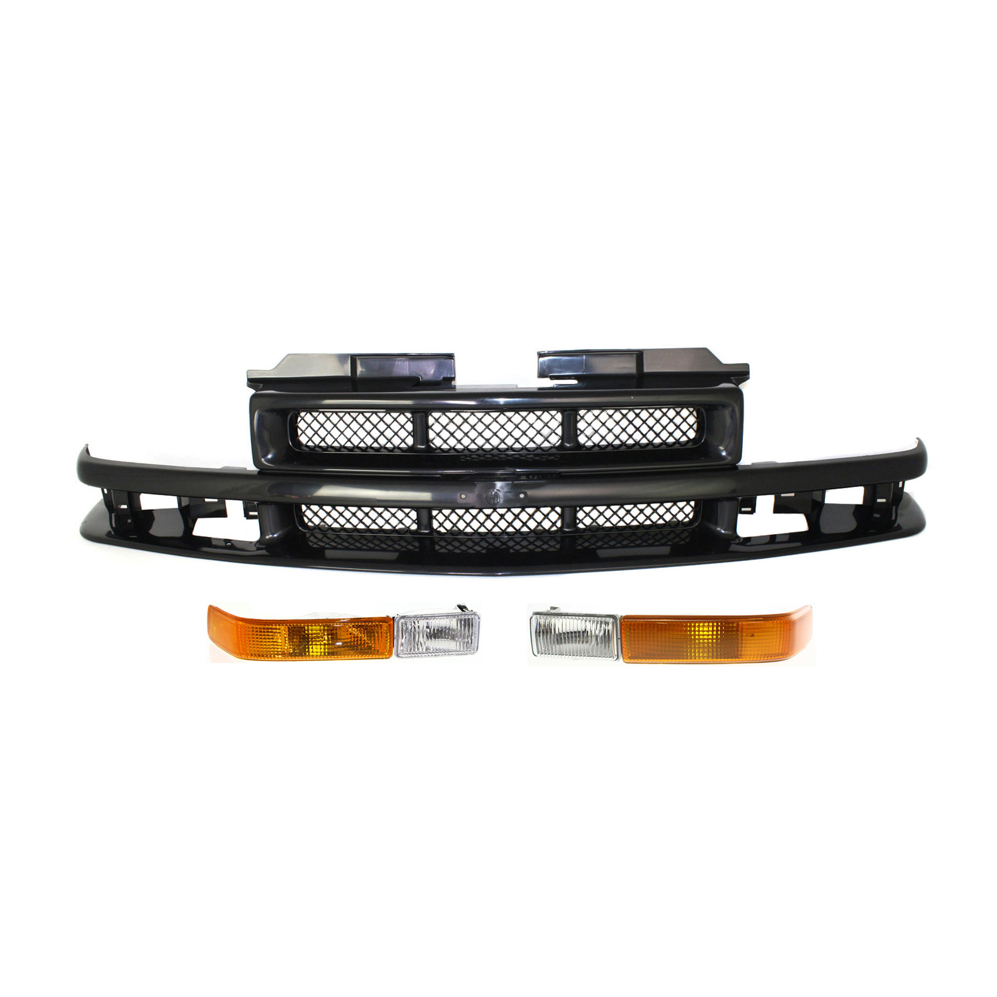 AM BLAZER 01-05 S10-98-03 GRILLE 3 pc Kit with Turn Signal Lights SKU KIT 111116-82 Partslink GM1200413 GM2520163 GM2521163 OEM 12471853-15098271-15098272
