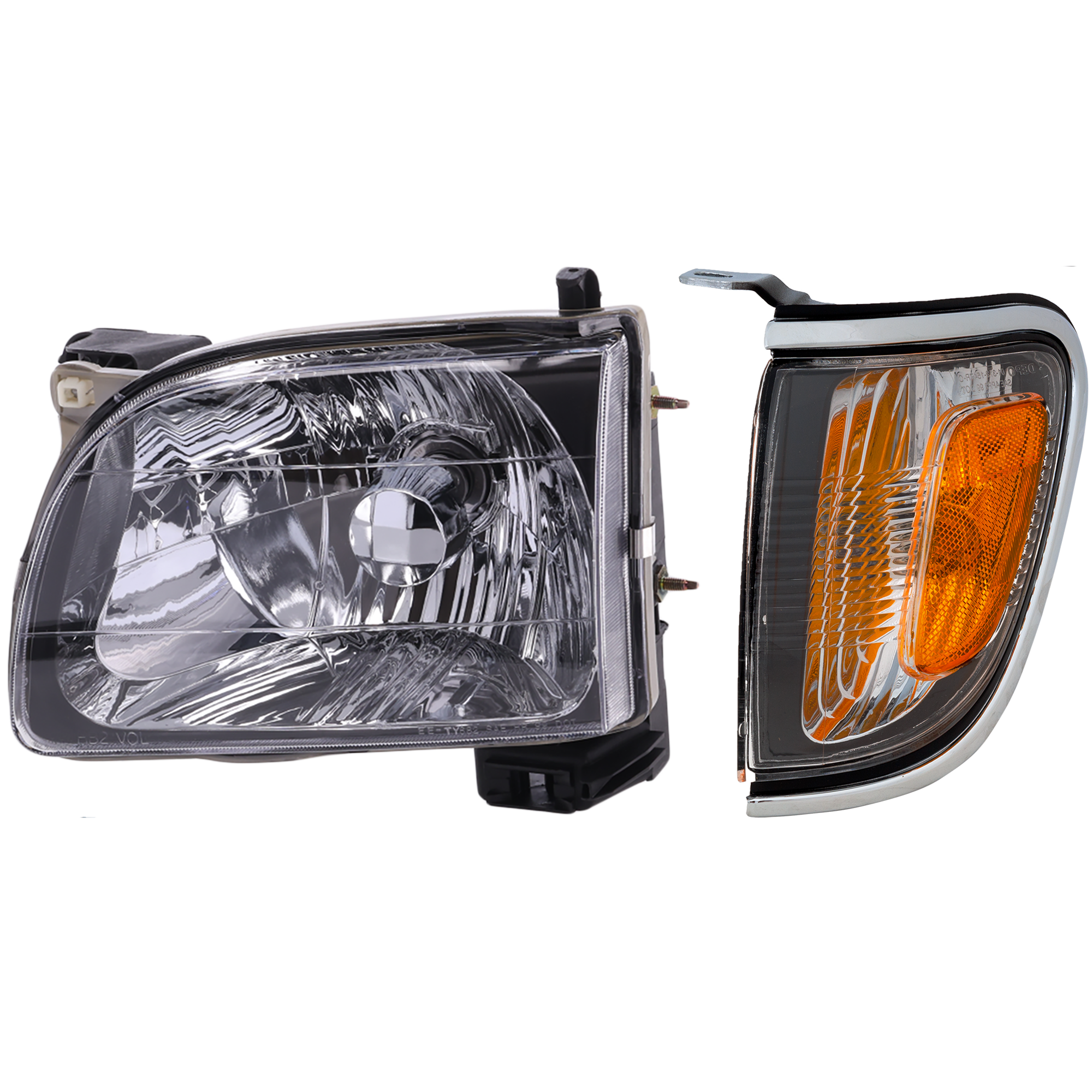 AM TACOMA 01-04 HEAD LAMP LH Assembly Halogen 2 pc Kit with Corner Light SKU KIT 111116-86 Partslink TO2502136 TO2520161 OEM 8115004110-8162004080