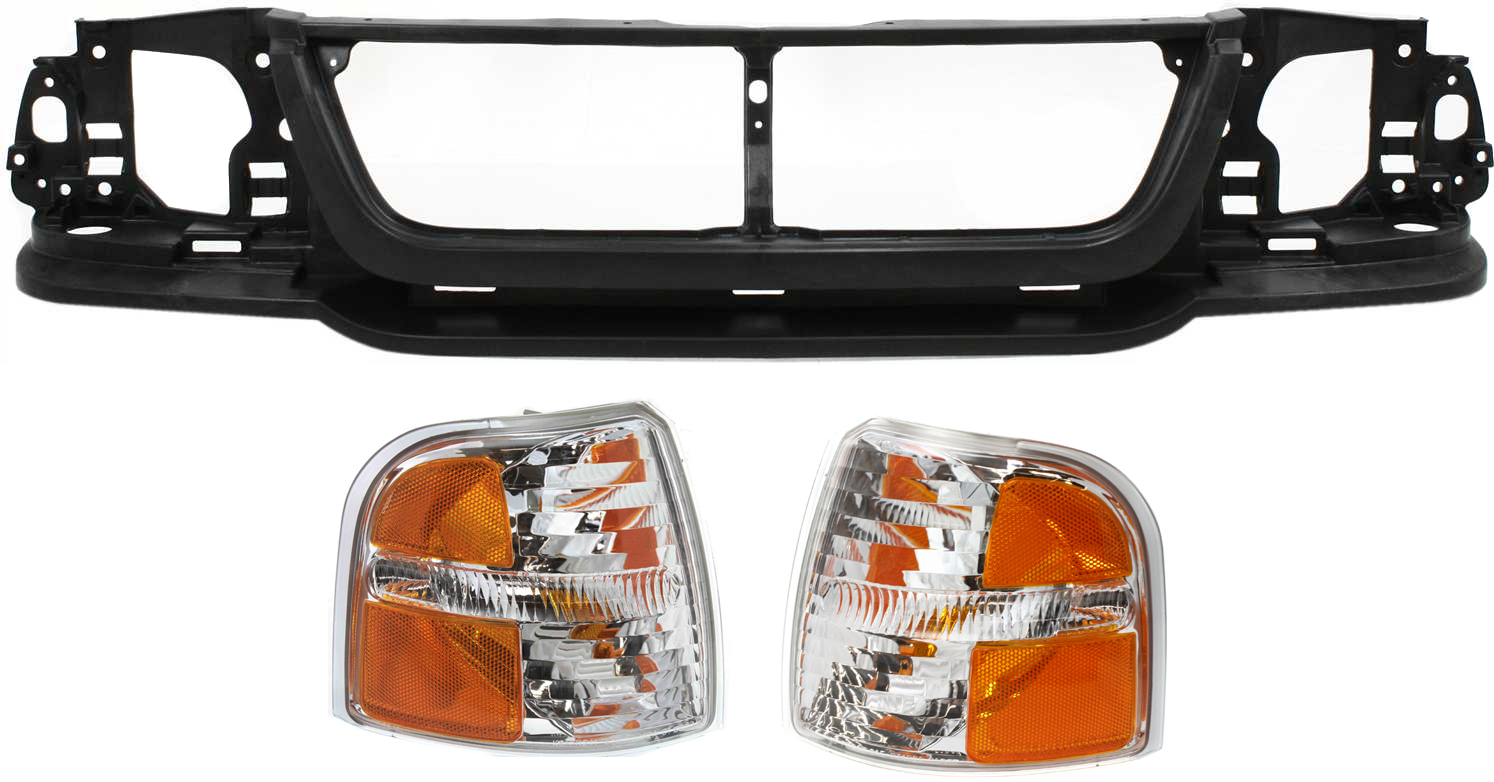 AM EXPLORER 02-04 HEADER PANEL 3 pc Kit with Corner Lights SKU KIT 111116-89 Partslink FO1221123 FO2520167 FO2521167 OEM 1L2Z8190AA 1L2Z13201AA 1L2Z132