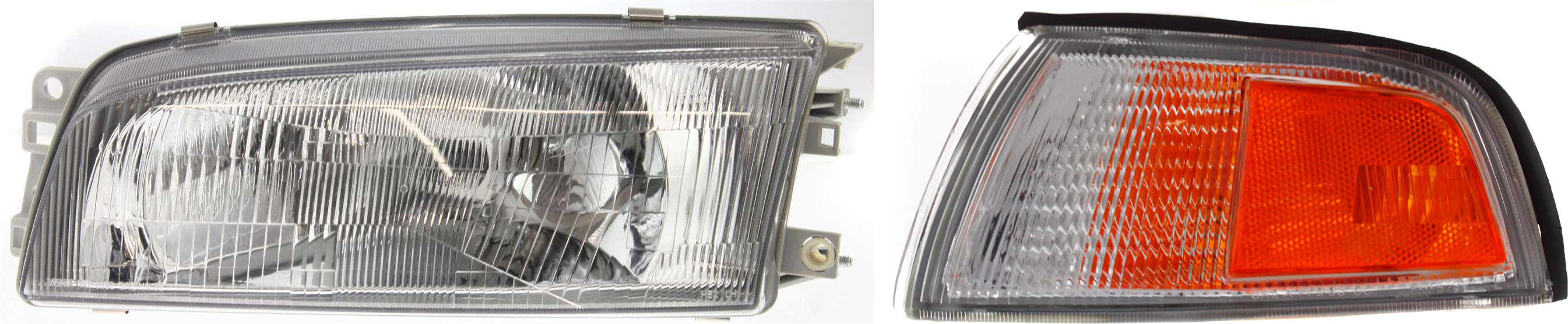 AM MIRAGE 97-01 HEAD LAMP LH Assembly Halogen 2 pc Kit with Corner Light SKU KIT 111216-11 Partslink MI2502114 MI2520107 OEM MR476689 MR296305