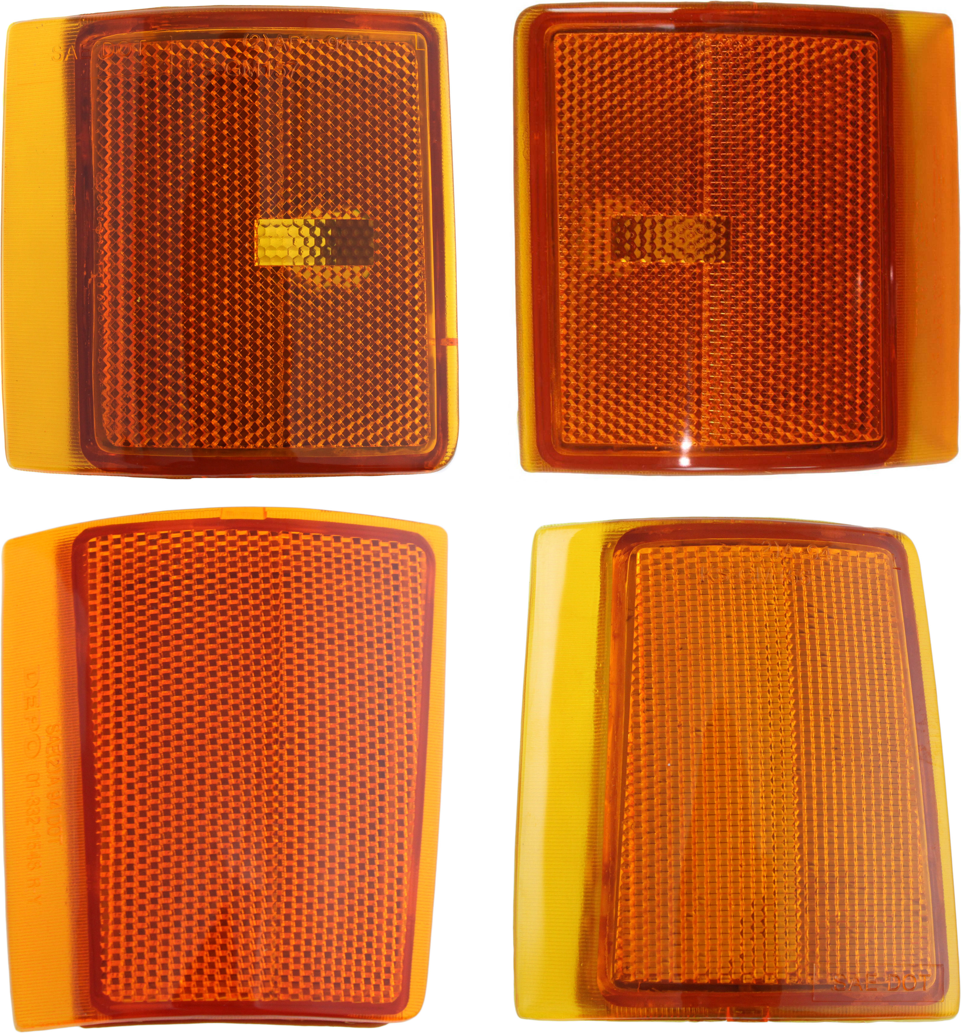AM C K FULL SIZE P U 94-99 FRONT SIDE REFLECTOR RH AND LH Upper 4 pc kit with Side Markers SKU KIT 111216-30 Partslink GM2551148 GM2550148 GM2550145 GM2551145 OEM 5977464-5977463-5977739-597774