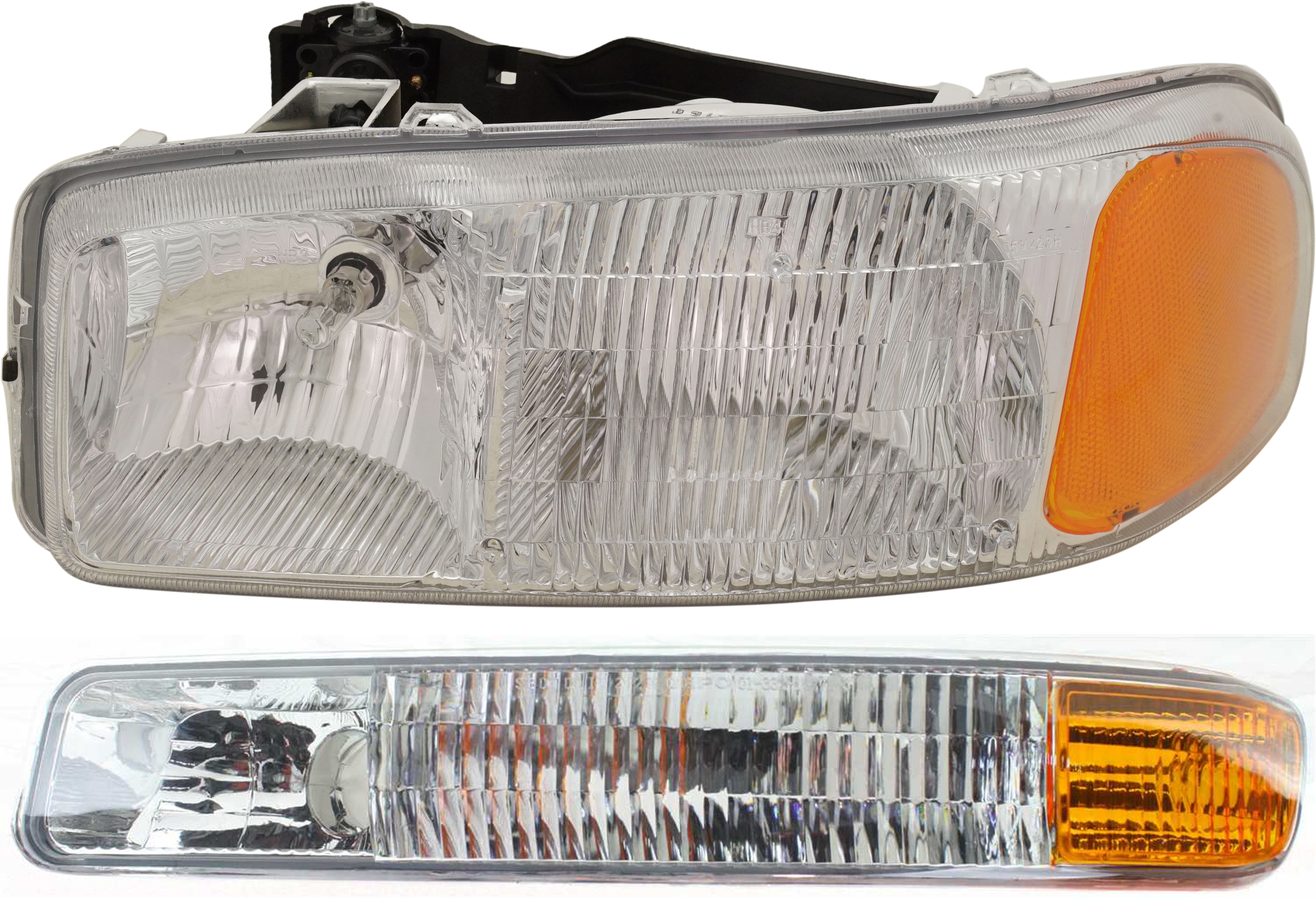 AM SIERRA 99-07 HEAD LAMP LH with Bulb 2 pc Kit with Parking Light SKU KIT 111216-31 Partslink GM2502188 GM2520174 OEM 15850351-15199560