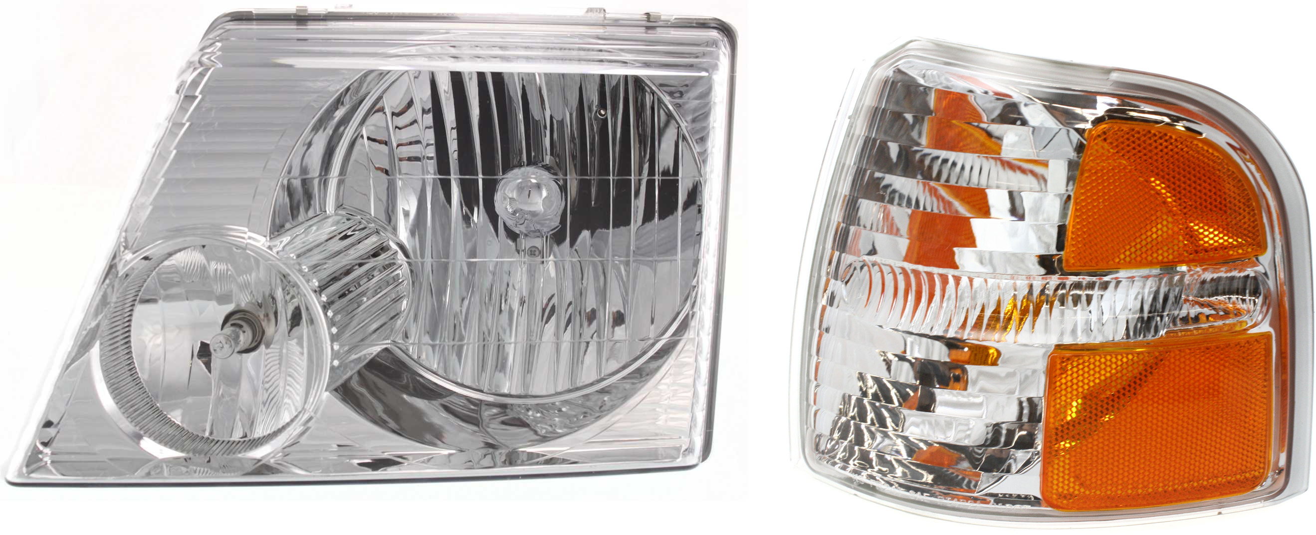 AM EXPLORER 02-04 HEAD LAMP LH Assembly Halogen 2 pc Kit with Corner Light SKU KIT 111216-34 Partslink FO2502176 FO2520167 OEM 1L2Z13008AB 1L2Z13201AA