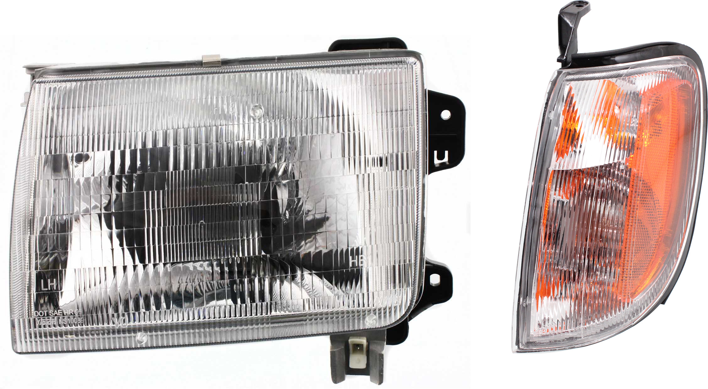 AM FRONTIER 98-00 XTERRA 00-01 HEAD LAMP LH Assembly Halogen 2 pc Kit with Corner Light SKU KIT 111216-35 Partslink NI2502121 NI2520124 OEM 260603S525-261257Z425