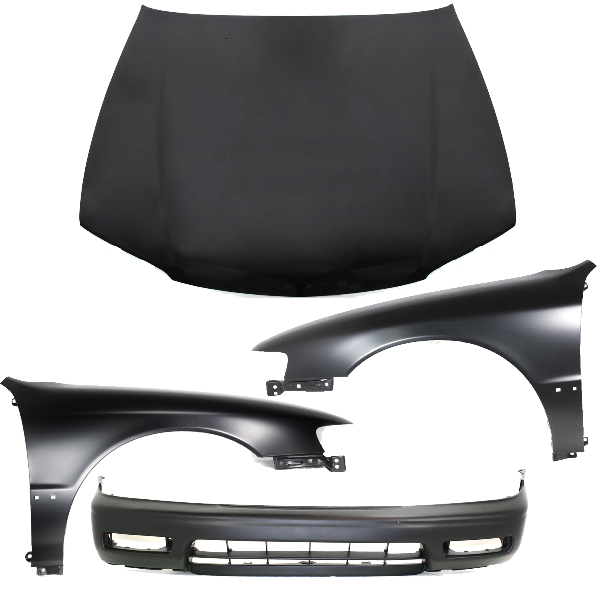 AM ACCORD 94-95 HOOD 4 pc Kit with Bumper Cover and Fenders SKU KIT 111216-53 Partslink HO1230116 HO1000104 HO1240122 HO1241122 OEM 60100SV4010ZZ 04711SV4000ZZ 60