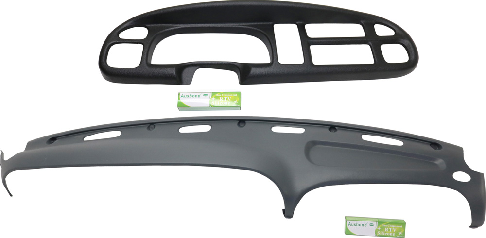 AM DODGE FULL SIZE P U 98-02 DASH COVER 2 pc Kit Gray with Instrument Panel Cover with Black Cap SKU KIT 111218-05