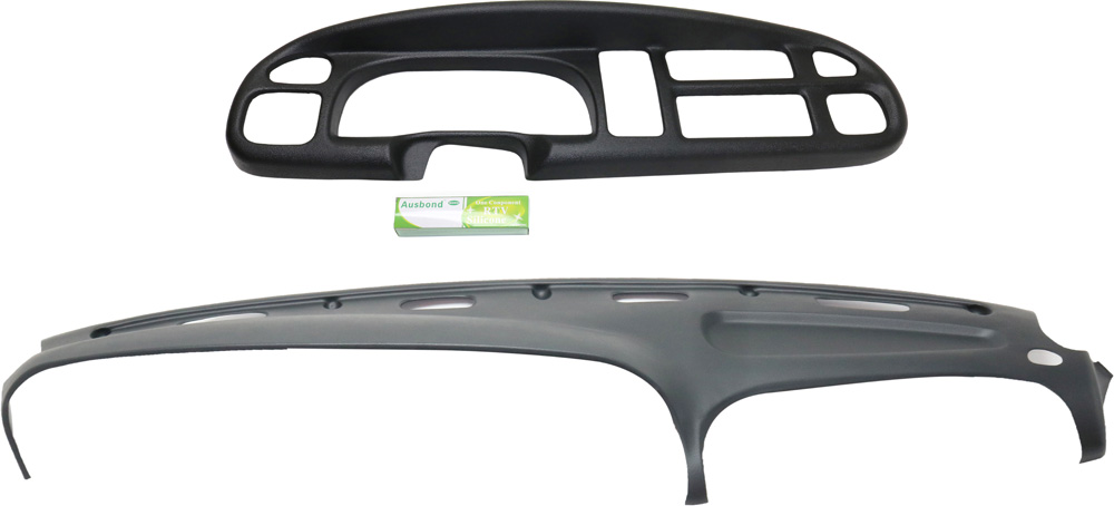 AM DODGE FULL SIZE P U 98-02 DASH COVER Set of 2 Graphite Gray with Instrument Panel Cover with Black Cap SKU KIT 111218-08