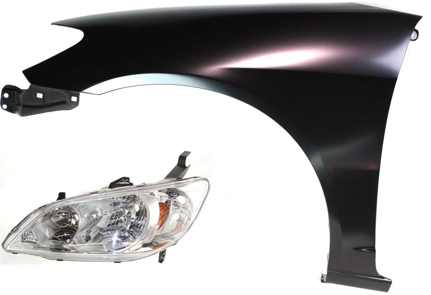 AM CIVIC 04-05 HEAD LAMP LH Lens and Housing Halogen 2 pc Kit with Fender SKU KIT 111316-24 Partslink HO2502121 HO1240162 OEM 33151S5AA51-60261S5AA80ZZ