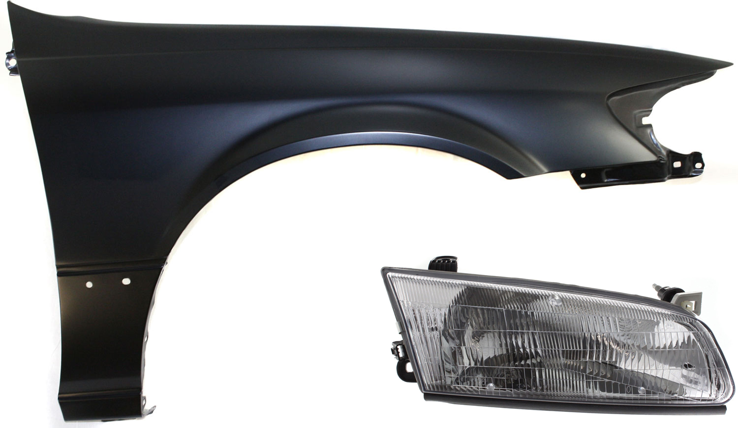 AM CAMRY 97-99 FRONT FENDER RH 2 pc Kit Includes Headlight SKU KIT 111416-08 Partslink TO1241162 TO2503117 OEM 53811AA020-81110AA010