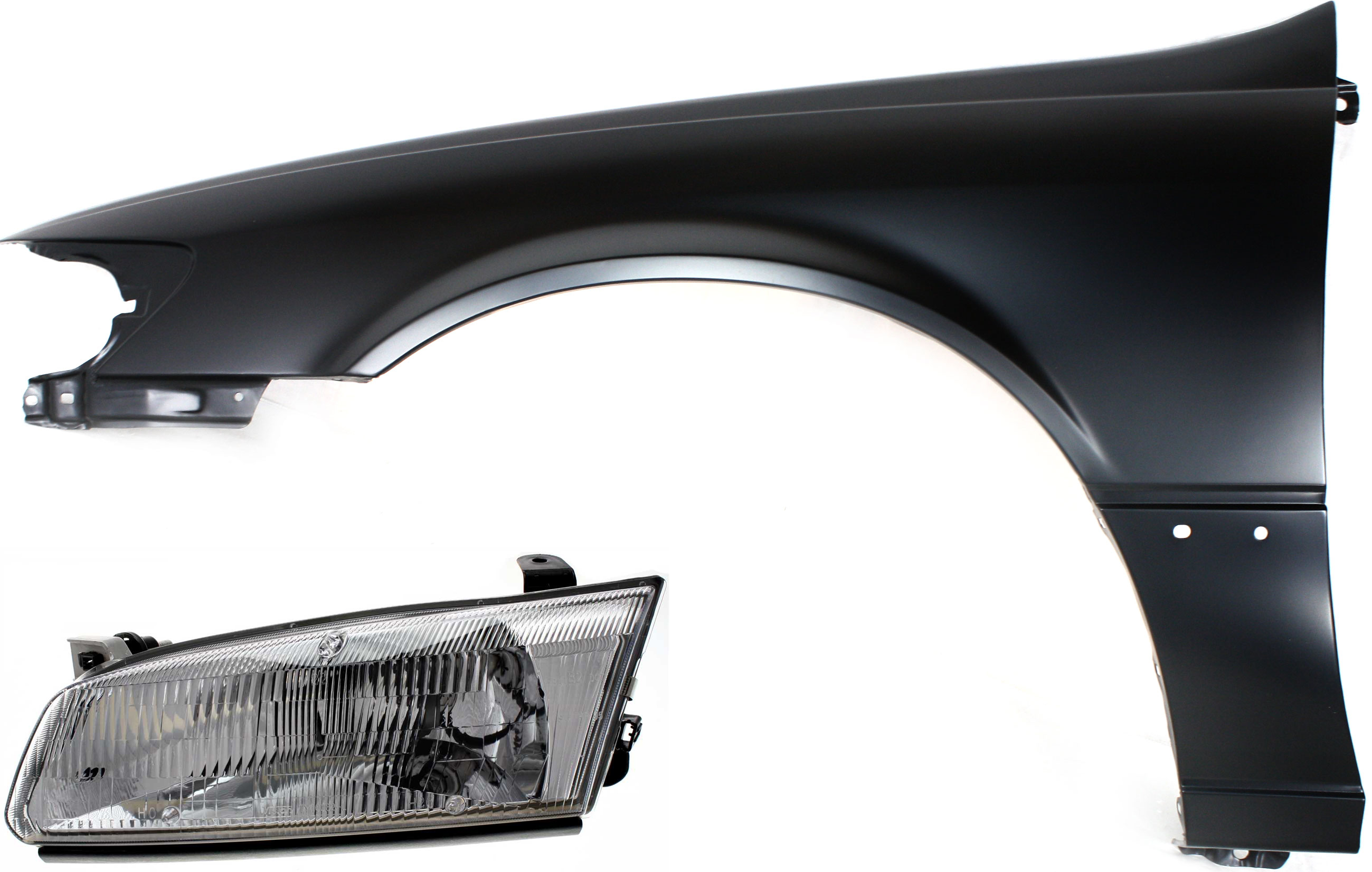 AM CAMRY 97-99 FRONT FENDER LH 2 pc kit with Headlight SKU KIT 111416-09 Partslink TO1240162 TO2502117 OEM 53812AA020-81150AA010