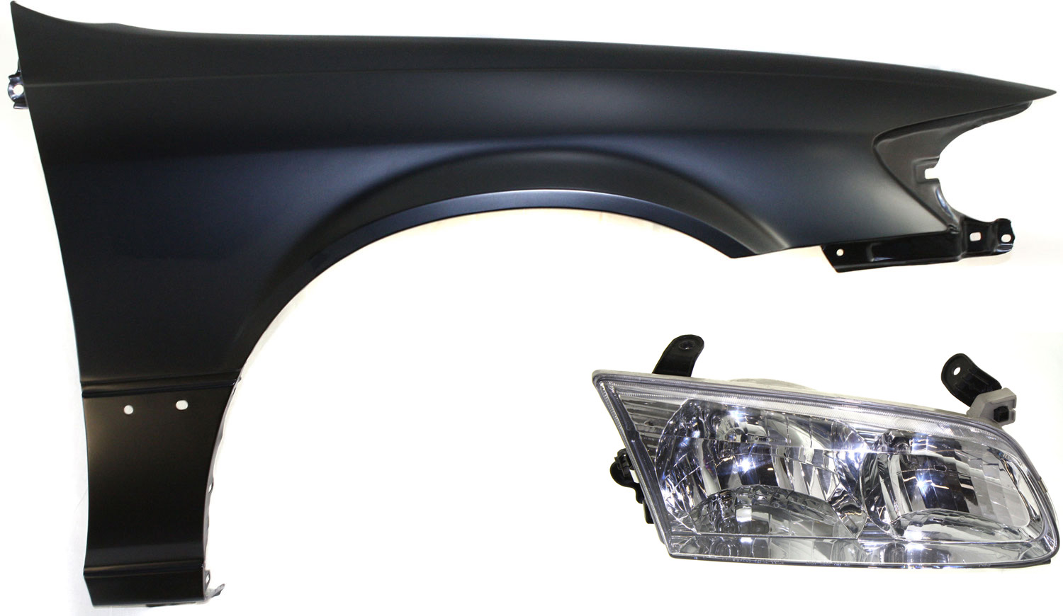 AM CAMRY 00-01 FRONT FENDER RH 2 pc Kit Includes Headlight SKU KIT 111416-11 Partslink TO1241162 TO2503130 OEM 53811AA020-81110AA020