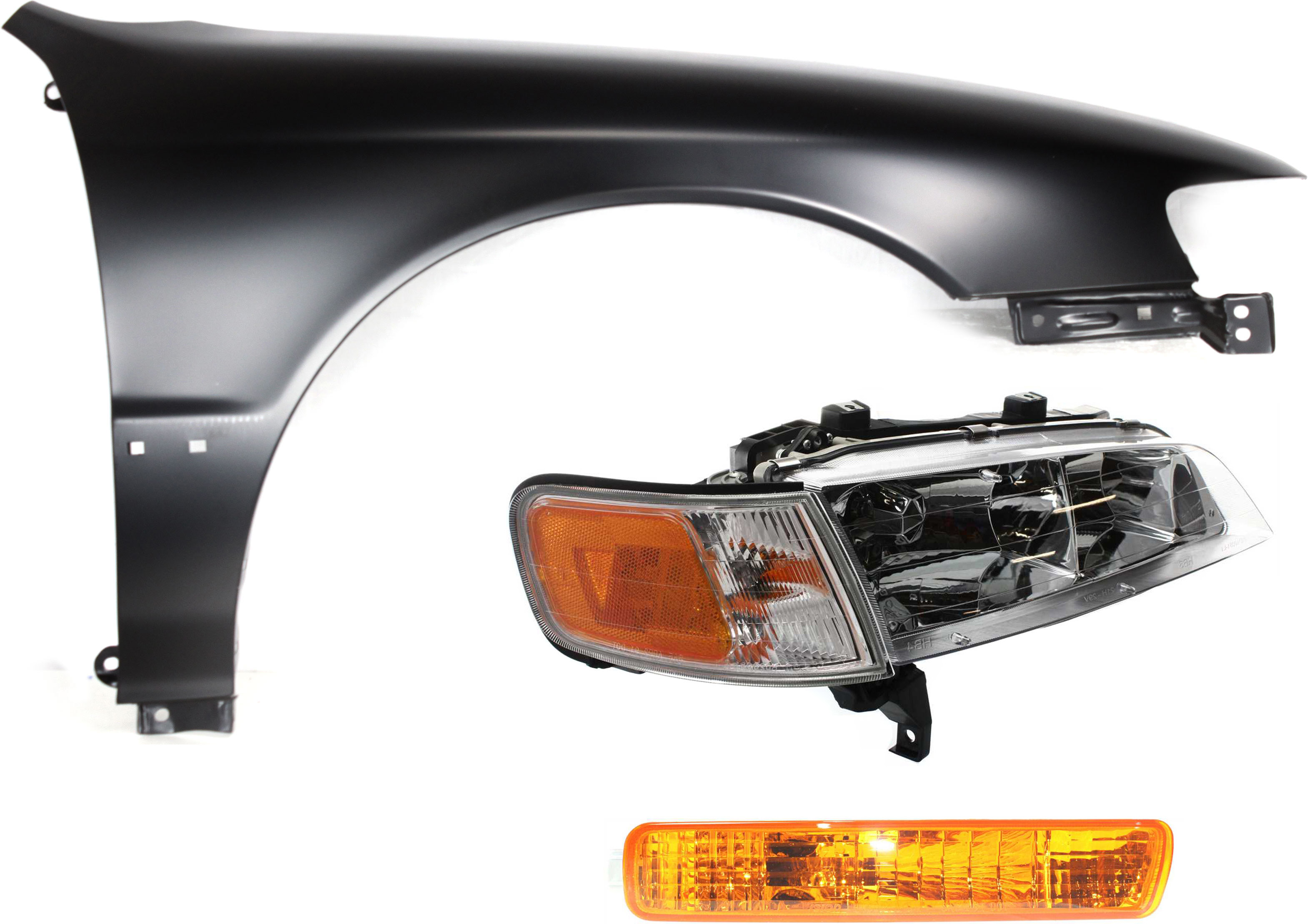 AM ACCORD 94-95 HEAD LAMP RH Assembly Halogen 3 pc Kit with Fender and Turn Signal Light SKU KIT 111416-19 Partslink HO2503106 HO1241122 HO2531107 OEM 33100SV4A02-60211SV4508ZZ 3330