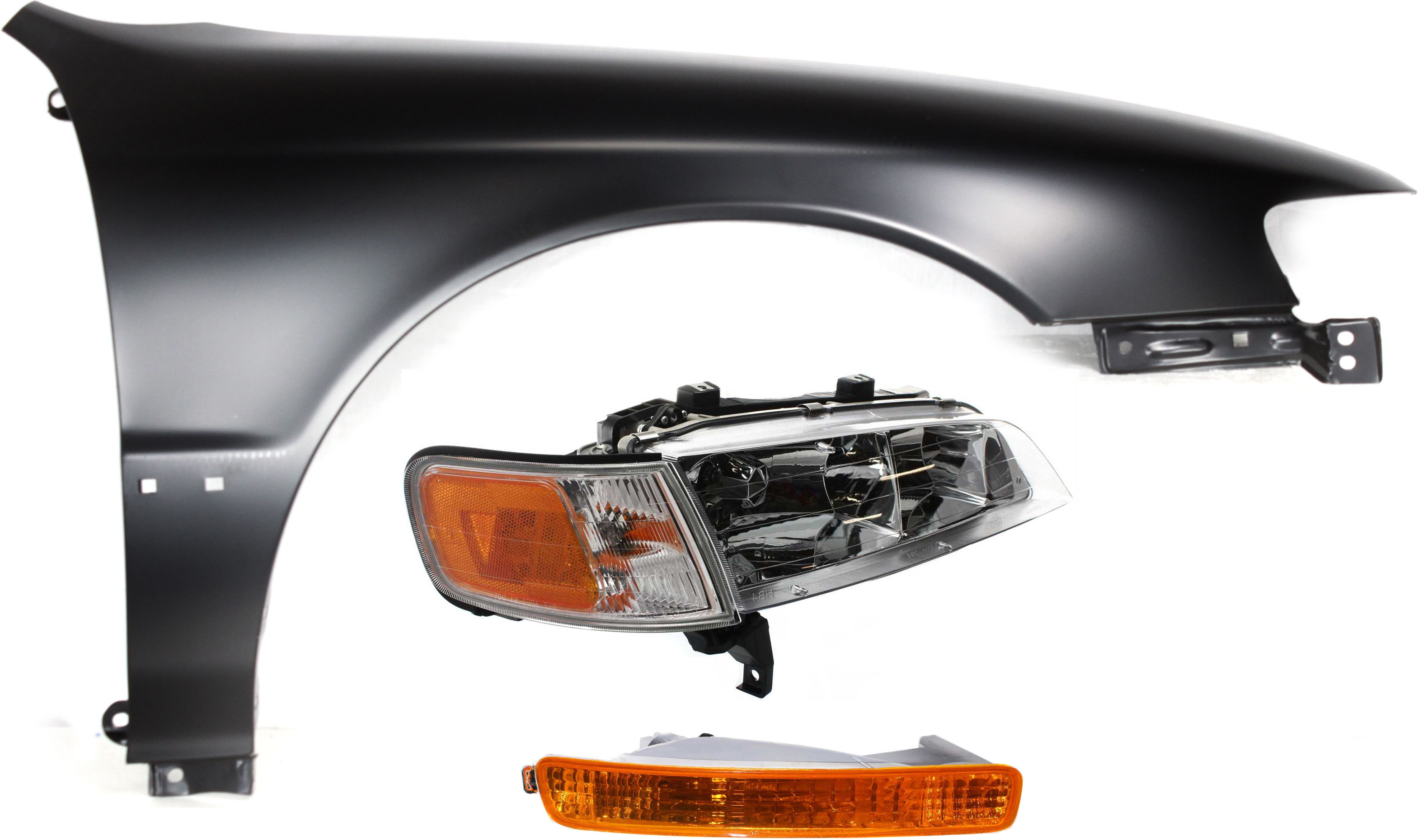 AM ACCORD 96-97 HEAD LAMP RH Assembly Halogen 3 pc Kit with Fender and Turn Signal Light SKU KIT 111416-21 Partslink HO2503106 HO1241122 HO2531116 OEM 33100SV4A02-60211SV4508ZZ 3330