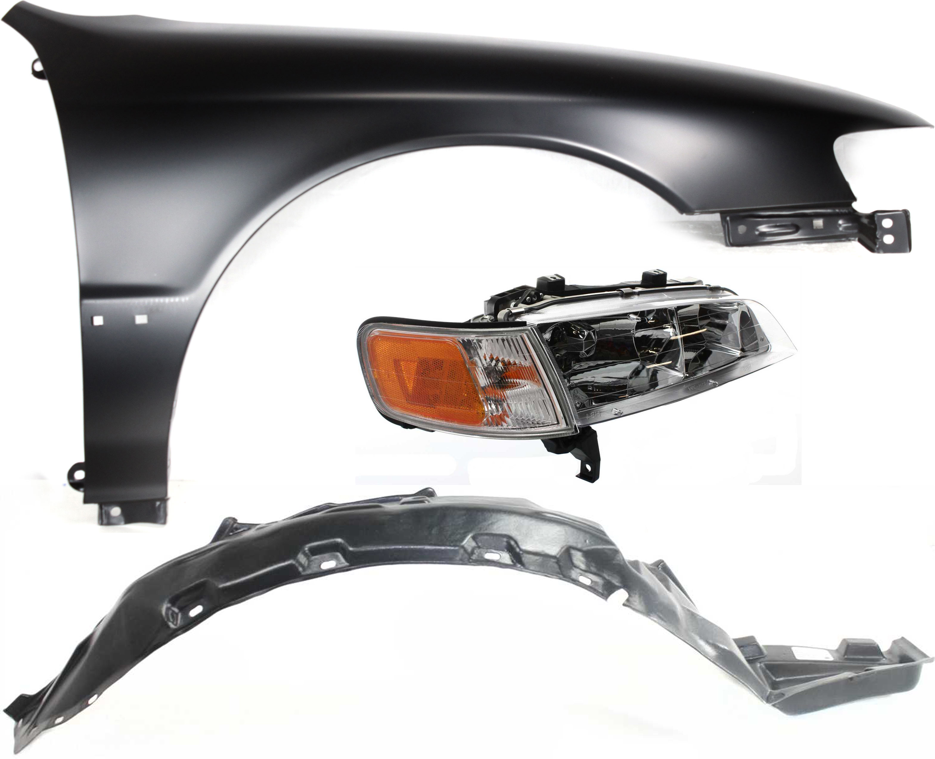 AM ACCORD 94-97 HEAD LAMP RH Assembly Halogen 3 pc Kit with Fender and Fender Liner SKU KIT 111416-29 Partslink HO2503106 HO1241122 HO1249107 OEM 33100SV4A02-60211SV4508ZZ 7410
