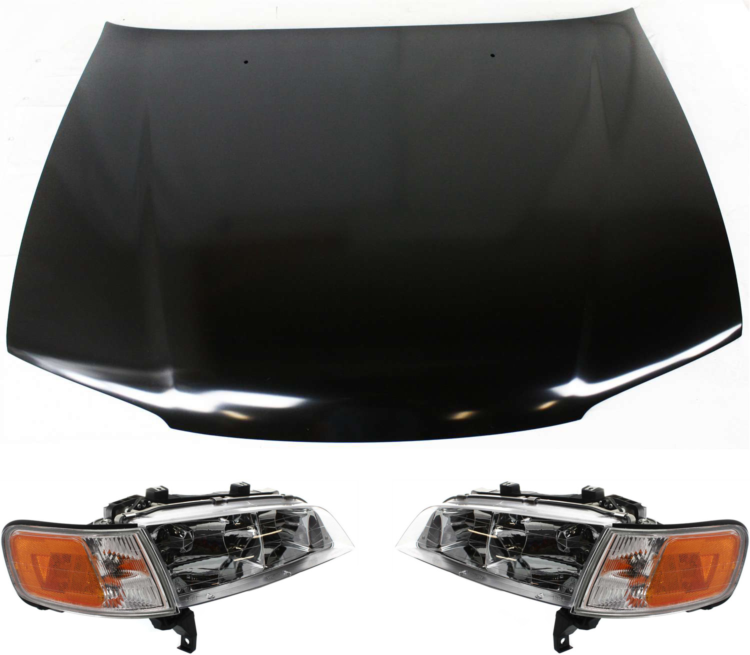 AM ACCORD 96-97 HOOD 3 pc Kit with Headlights SKU KIT 111416-32 Partslink HO1230126 HO2502106 HO2503106 OEM 60100SV4508ZZ 33150SV4A02-3310