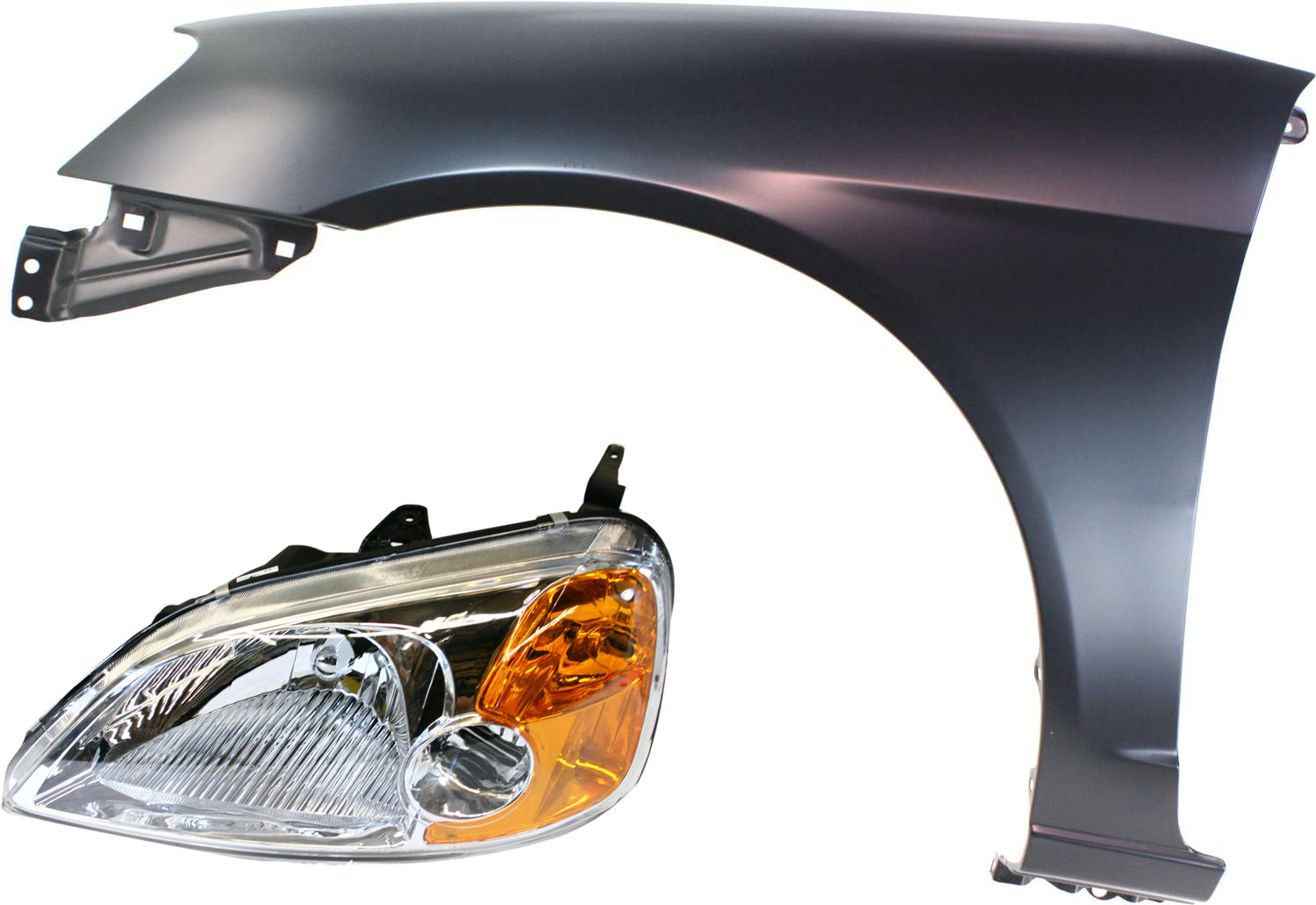 AM CIVIC 01-03 HEAD LAMP LH Lens and Housing Halogen 2 pc Kit with Fender SKU KIT 111416-49 Partslink HO2518102 HO1240153 OEM 33151S5PA01-60261S5DA90ZZ