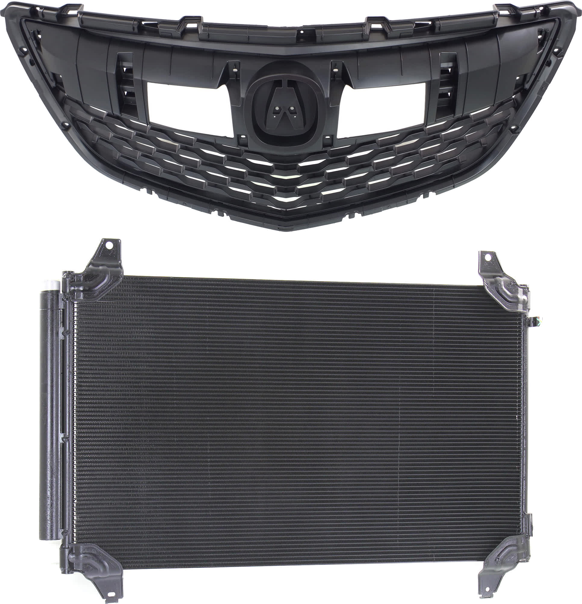 AM MDX 14-16 GRILLE 2 pc kit Paintable Shell and Insert with A C Condenser CAPA SKU KIT 111423-13 Partslink AC1200121C AC3030128 HO3030165 OEM 75101TZ5A03-80100TZ5A03-80100T