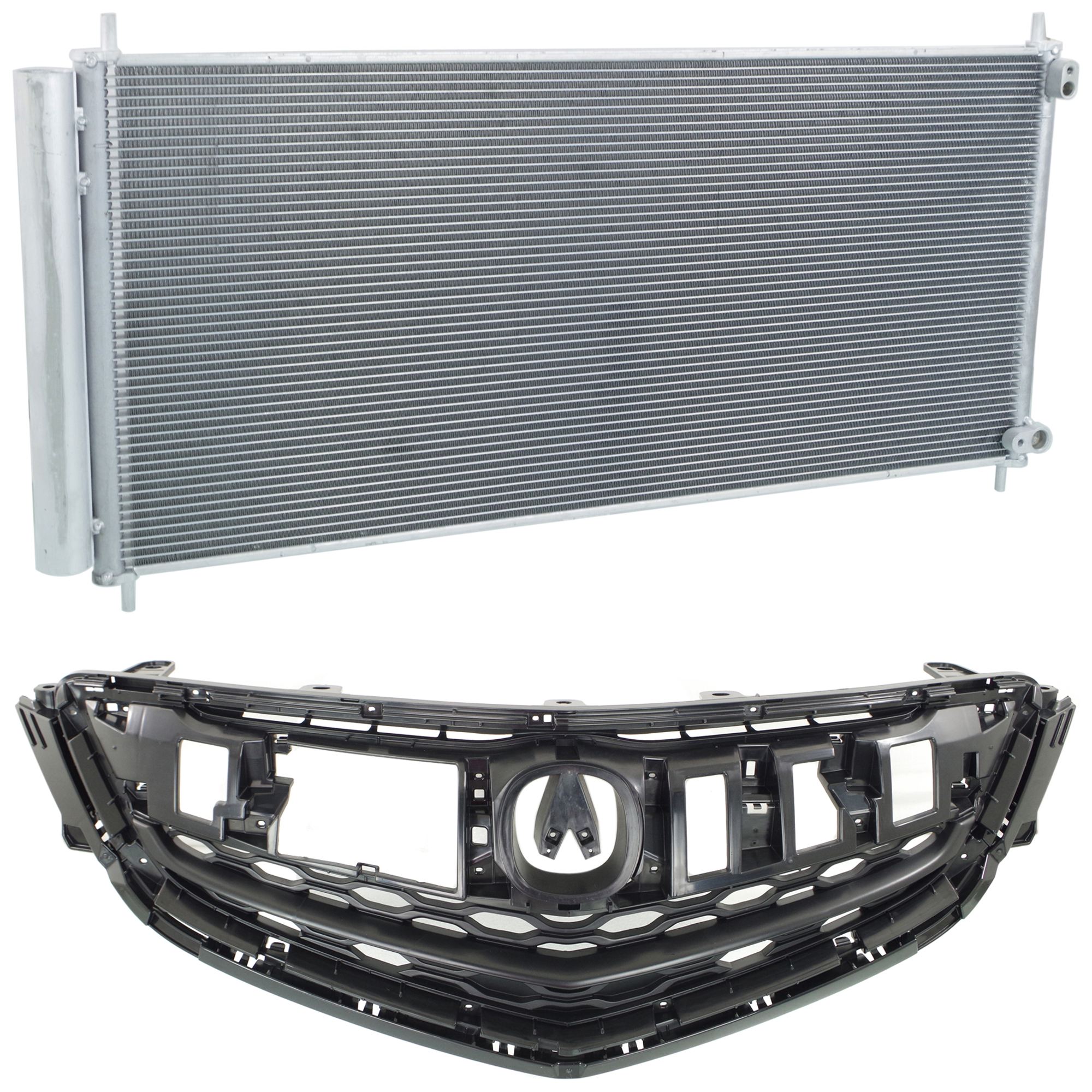 AM TLX 15-17 GRILLE 2 pc kit Paintable Shell and Insert with A C Condenser SKU KIT 111423-30 Partslink AC1200124 AC3030130 OEM 75111TZ3A01-80110TZ3A01