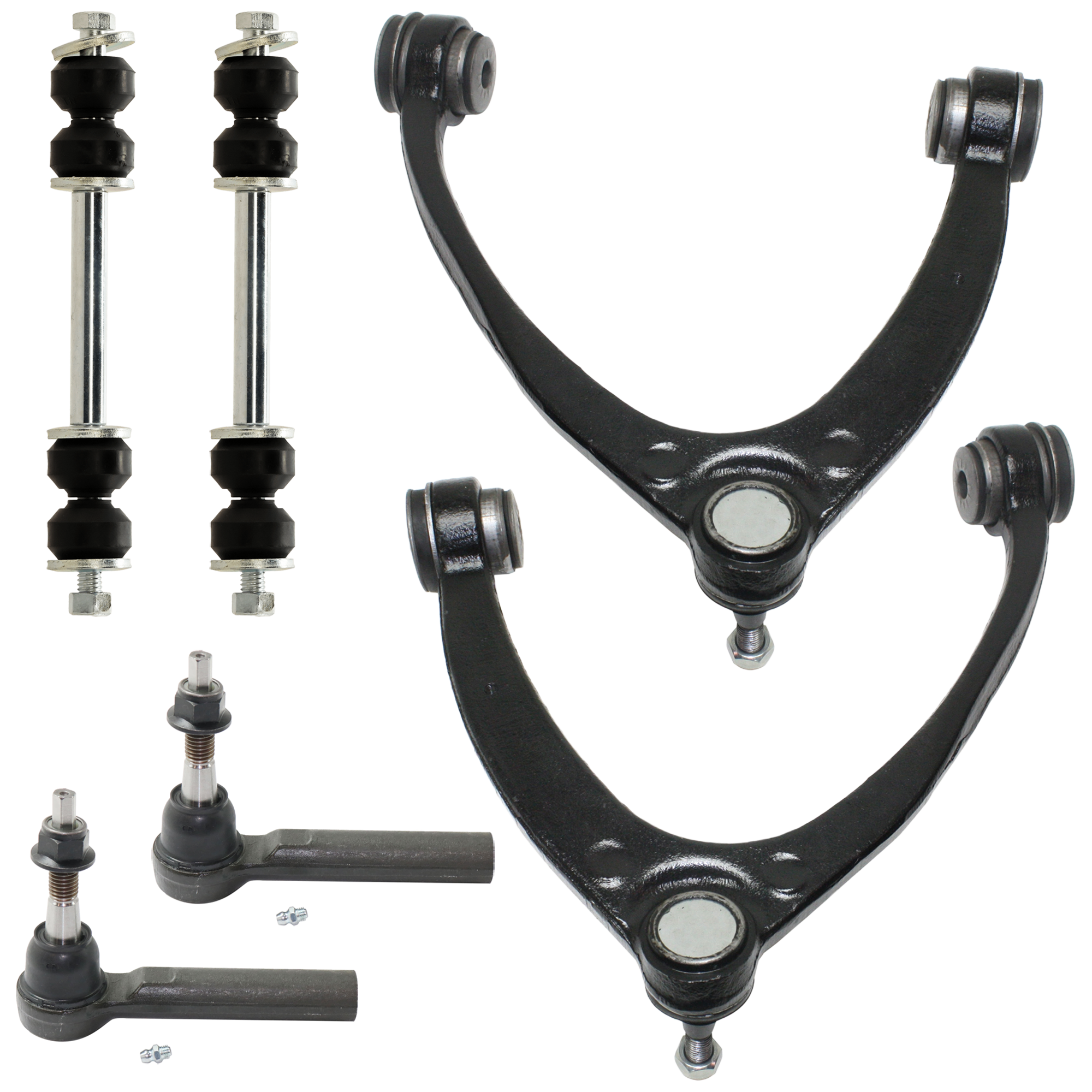 AM SIERRA 1500 SILVERADO 1500-14-16 FRONT CONTROL ARM KIT RH AND LH Upper w ball joint s 6 pc Kit with Sway Bar Link and Tie Rod End SKU KIT 111517-07 OEM 15096197-25812725-15096198-258